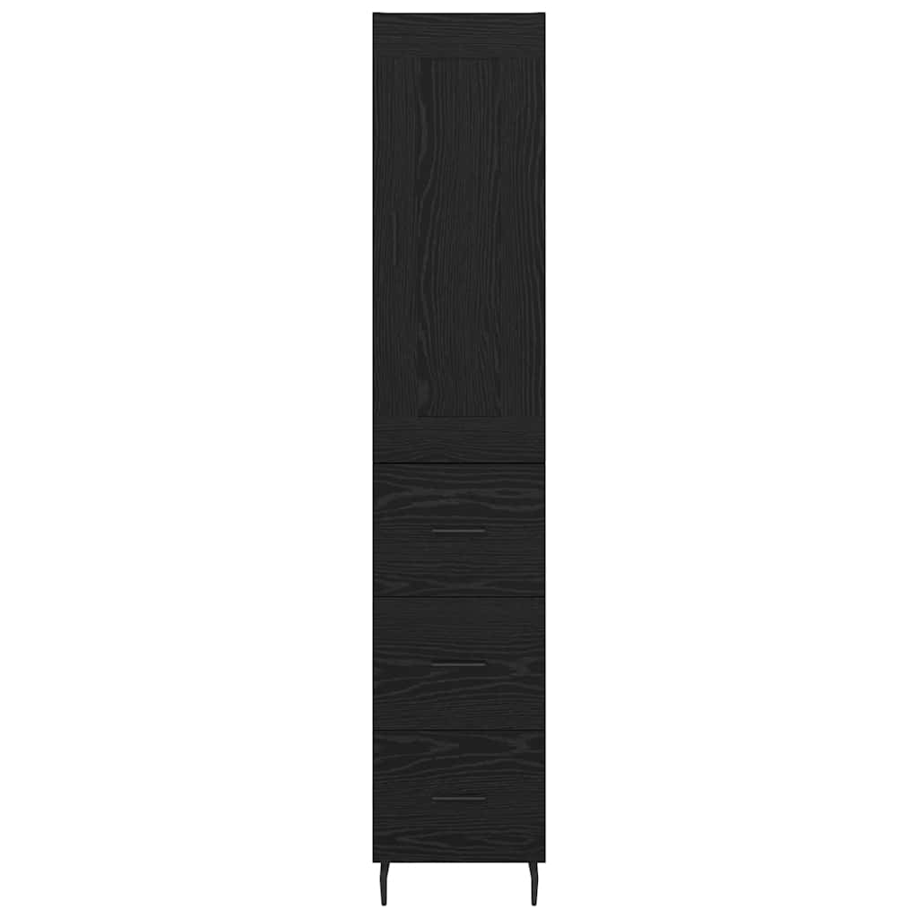 Høyskap med skuff Svart Eik 34,5 x 34 x 180 cm Konstruert tre