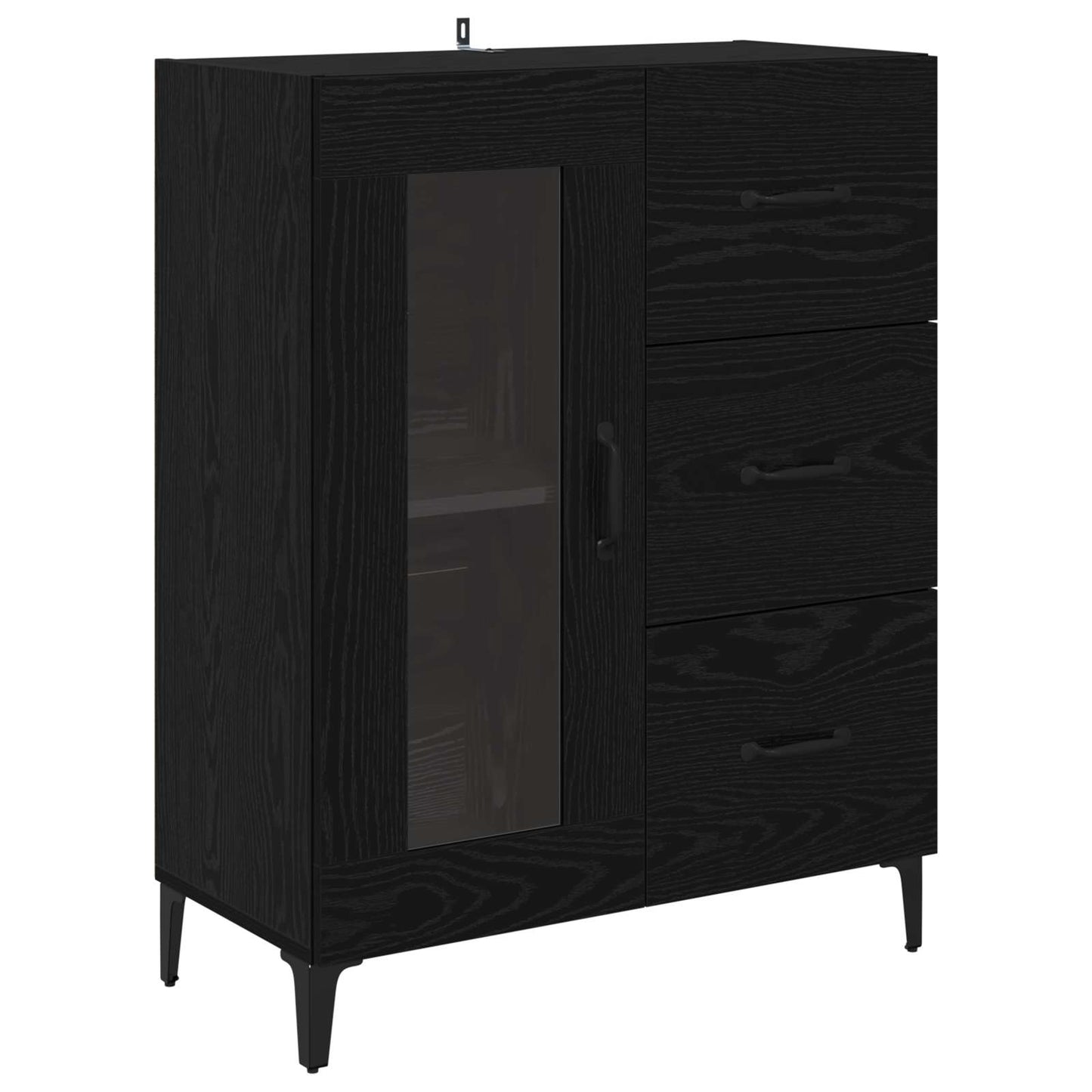Høyskap Veggmontert Svart Eik 69,5 x 34 x 180 cm Konstruert tre