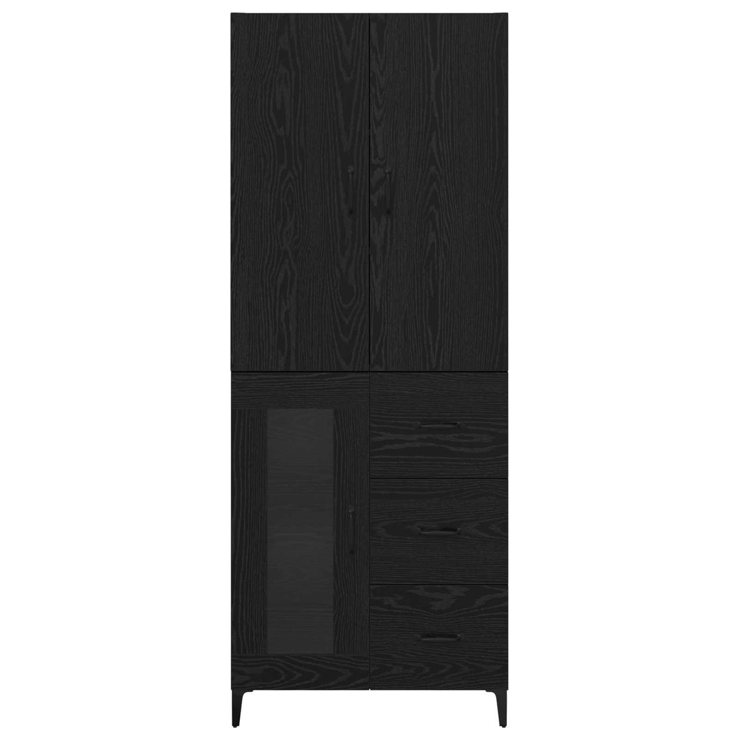 Høyskap Veggmontert Svart Eik 69,5 x 34 x 180 cm Konstruert tre