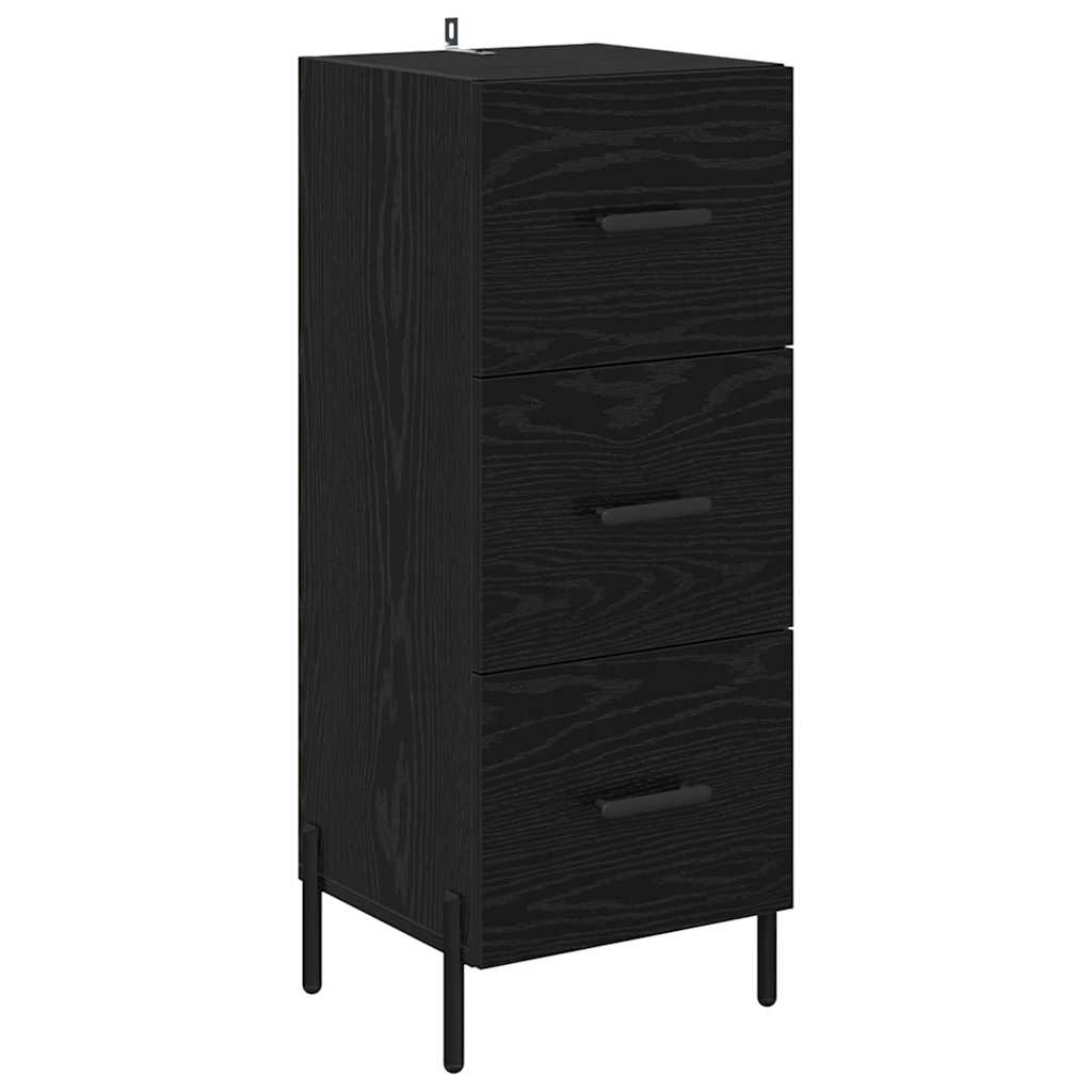 Høyskap med skuff Svart Eik 34,5 x 34 x 180 cm Konstruert tre