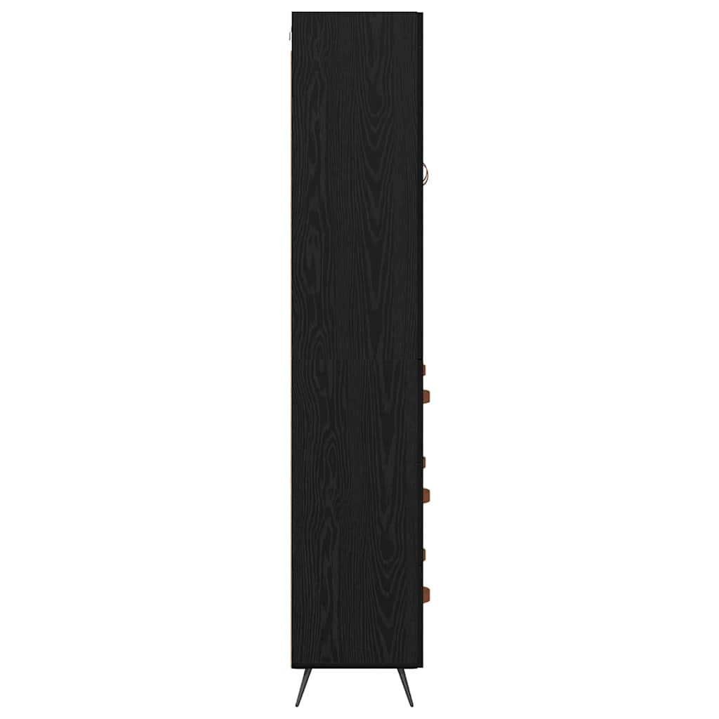 Høyskap med skuff Svart Eik 69,5 x 34 x 180 cm Konstruert tre