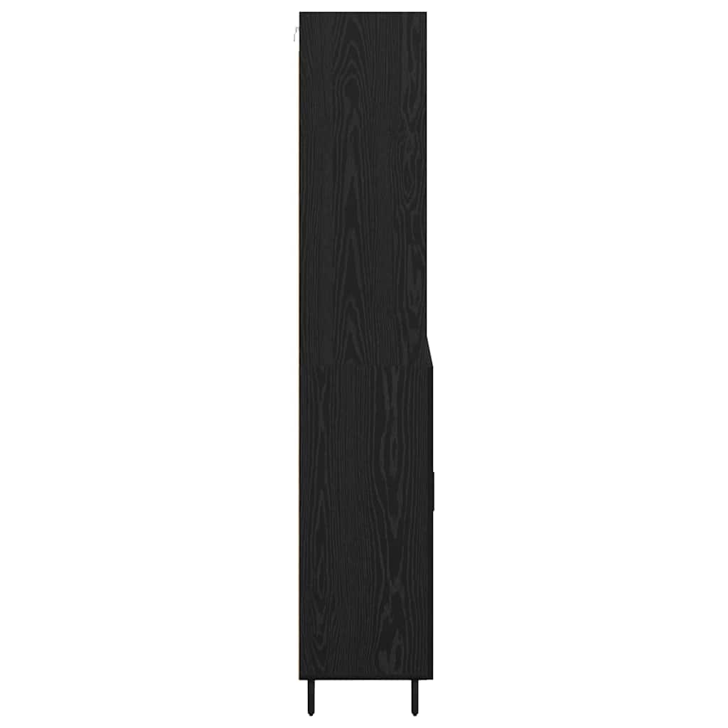 Høyskap Svart Eik 69,5 x 34 x 180 cm Sponplater og glass