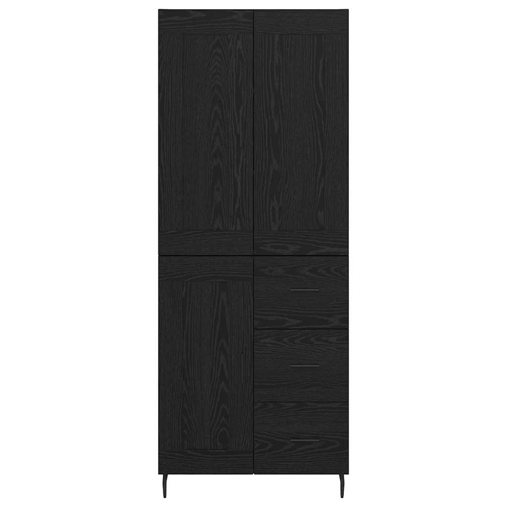 Høyskap 2 pcs Svart Eik 69,5 x 34 x 180 cm Konstruert tre