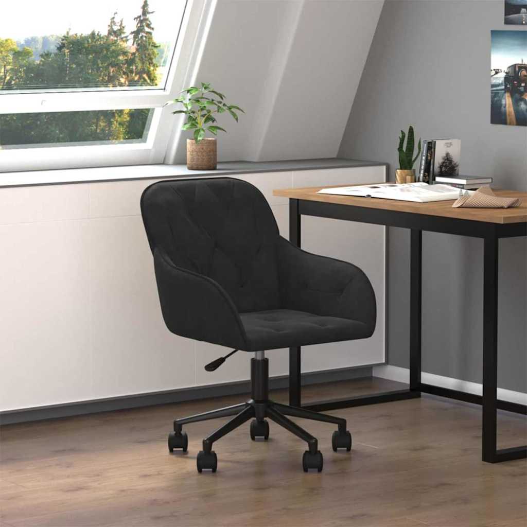 Kontorstol med hjul Svart 56 x 61,5 x 72 cm Fløyel