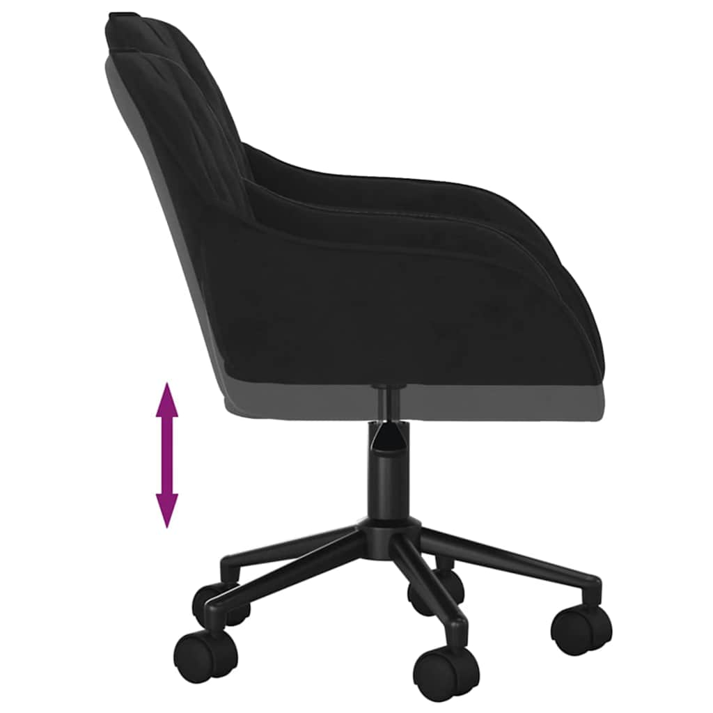 Kontorstol med hjul Svart 56 x 61,5 x 72 cm Fløyel
