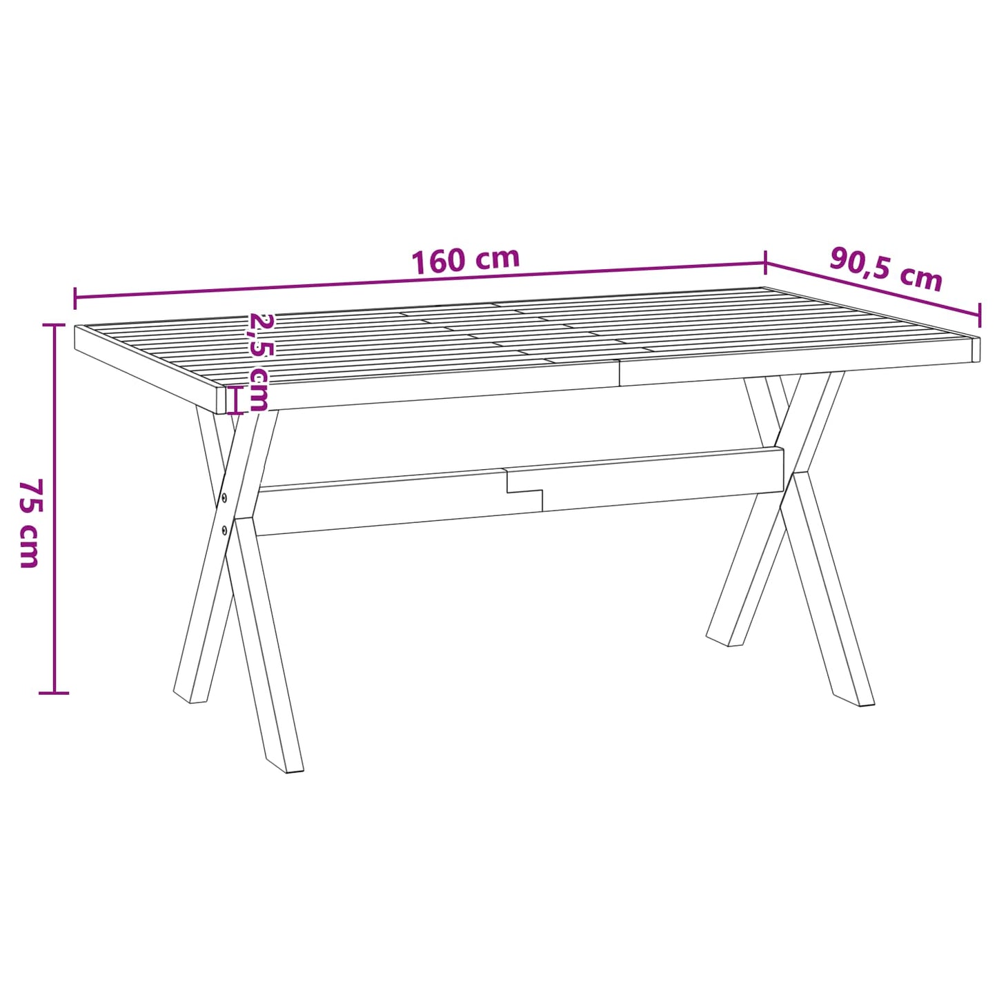 Spisebord NOAIN 160 cm Heltre furu Svart Rektangulær