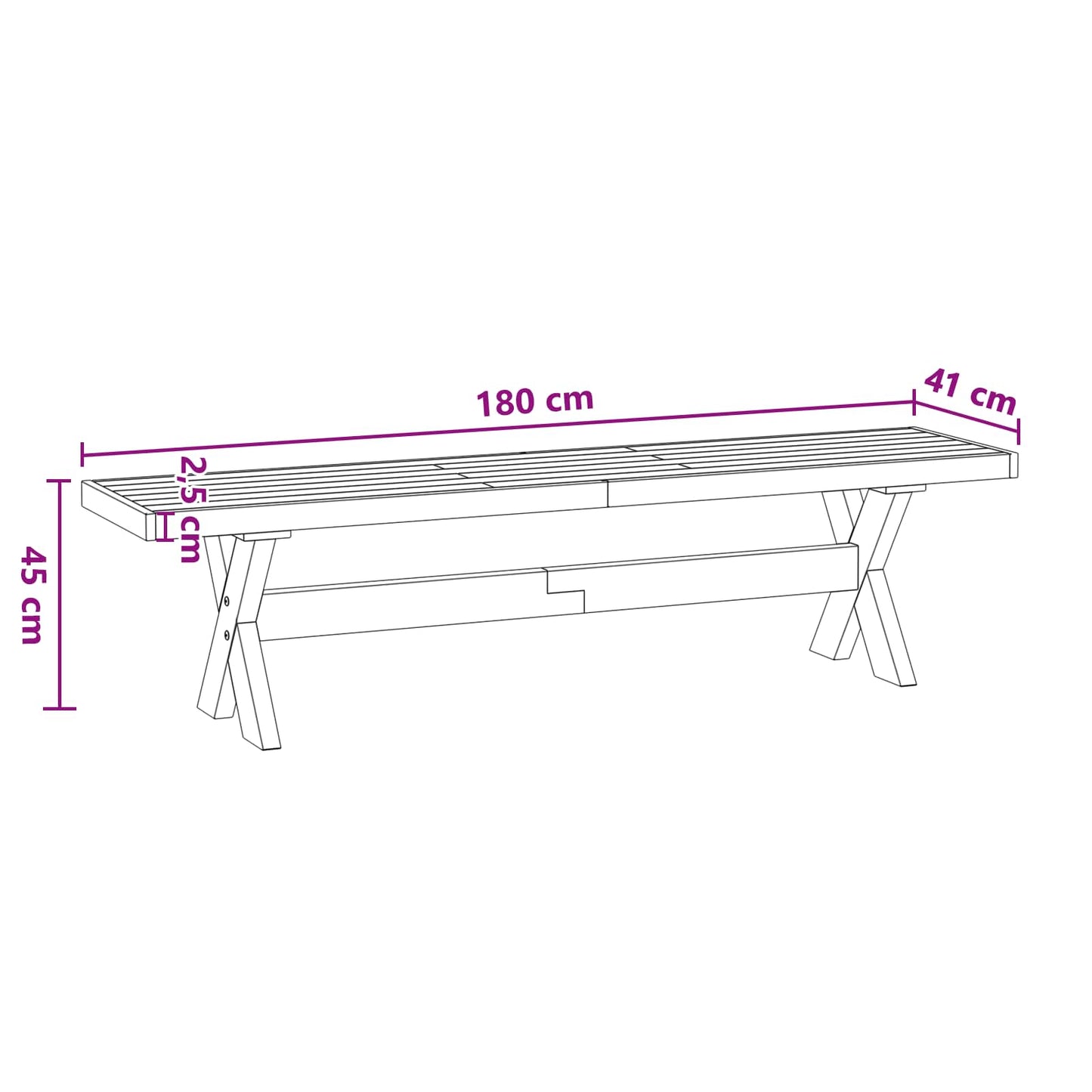 Spisebenk NOAIN 180 x 41 x 45 cm Massiv furu Svart
