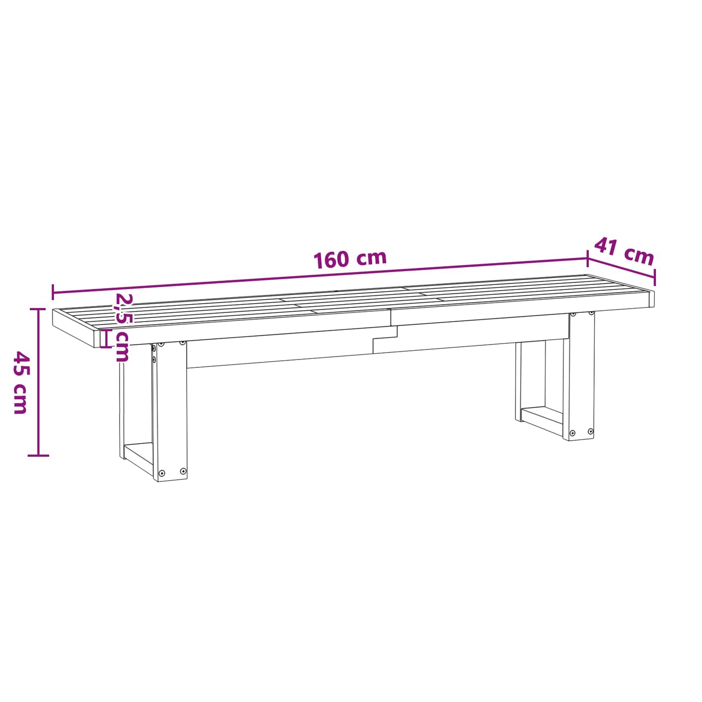 Spisebenk NOAIN 160 x 41 x 45 cm Massiv furu Naturlig