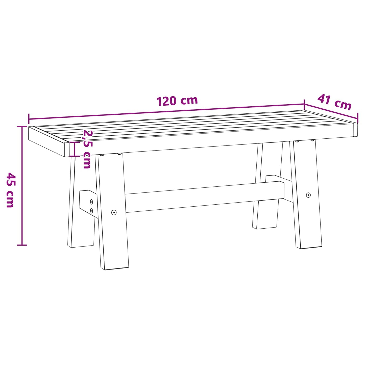 Spisebenk NOAIN 120 x 41 x 45 cm Massiv furu Naturlig