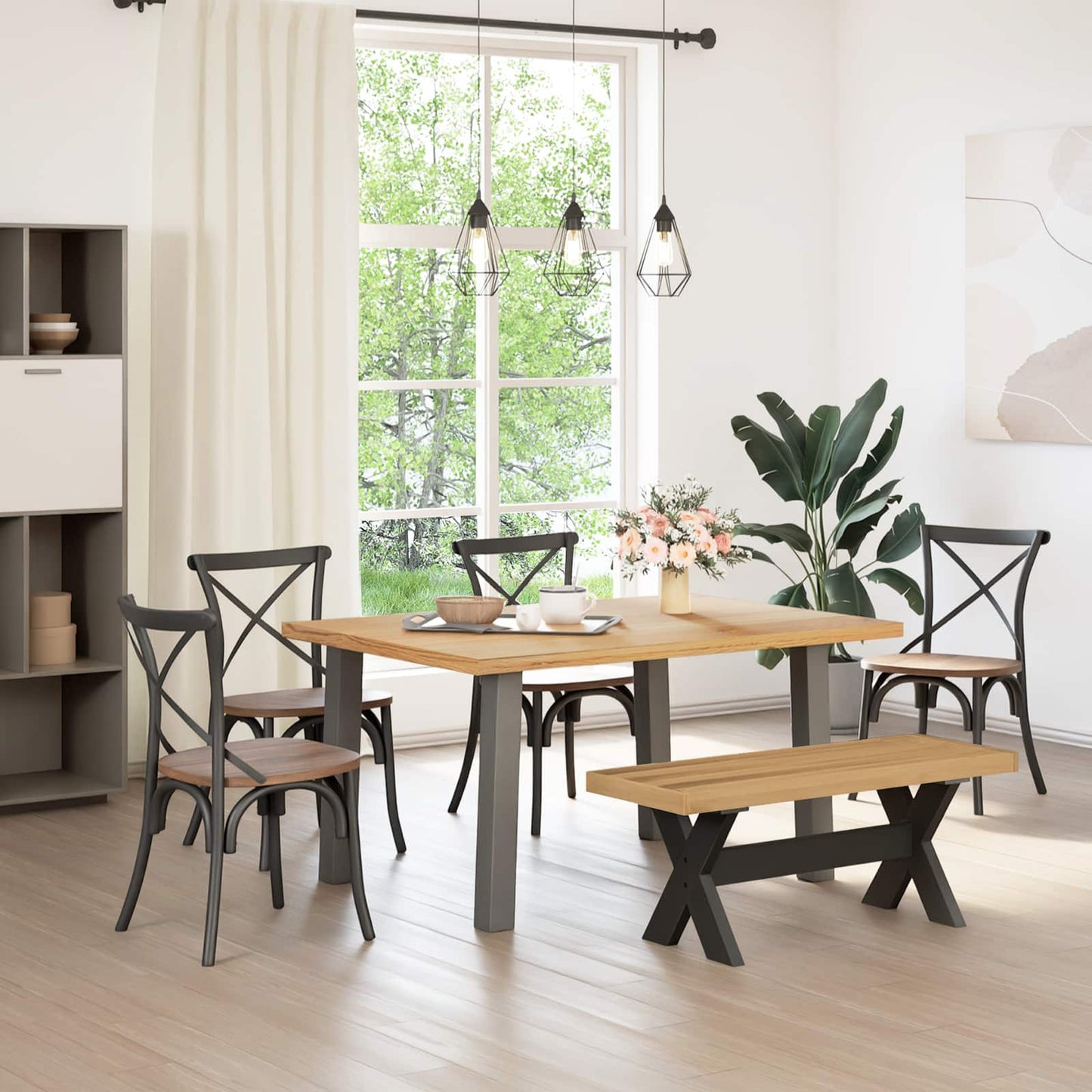 Spisebenk NOAIN 120 x 41 x 45 cm Massiv furu Naturlig