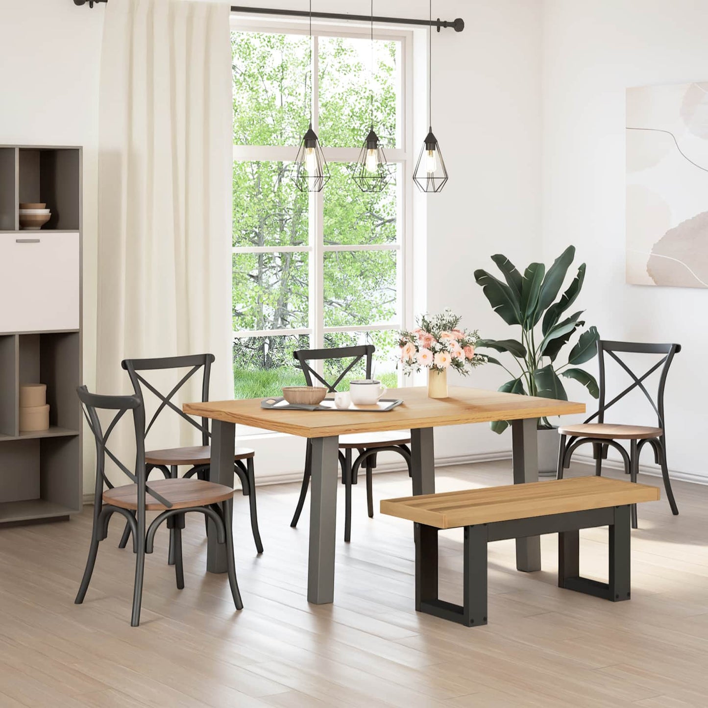 Spisebenk NOAIN 120 x 41 x 45 cm Massiv furu Naturlig