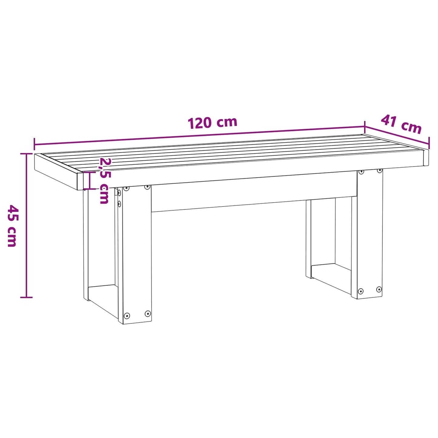 Spisebenk NOAIN 120 x 41 x 45 cm Massiv furu Svart
