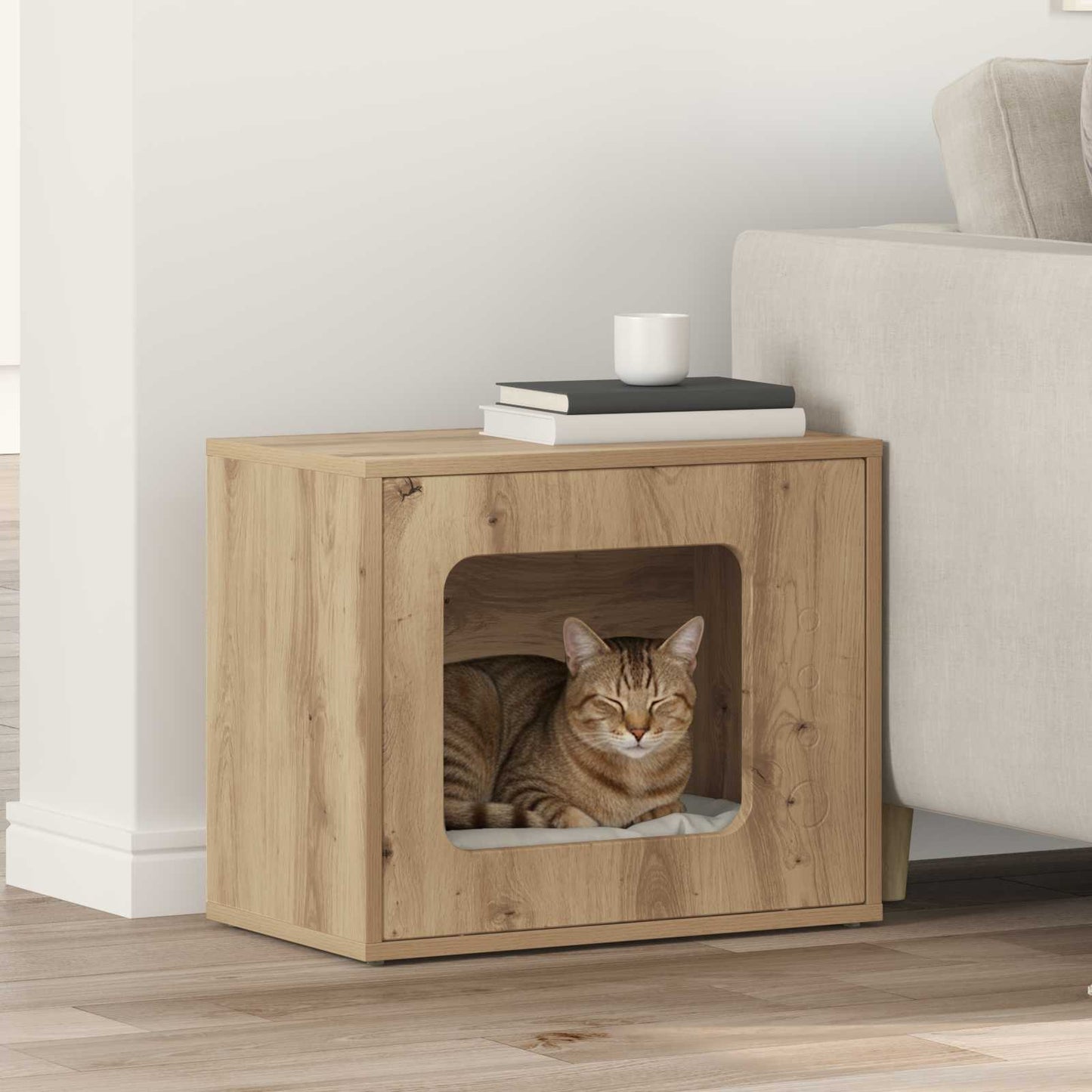 Katt Hus Kunstnerisk Eik 51 x 30 x 42,5 cm Konstruert tre