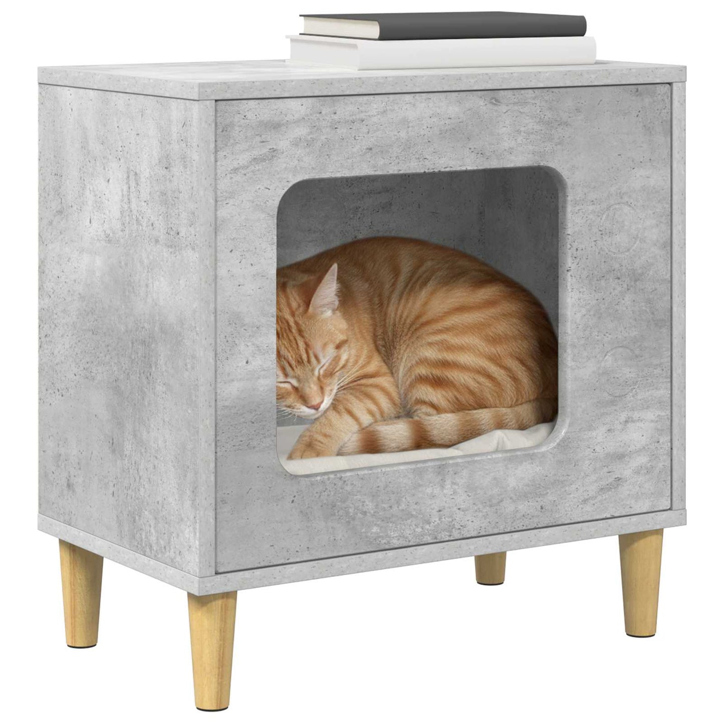 Katt Hus Betong 51 x 30 x 52 cm Konstruert tre