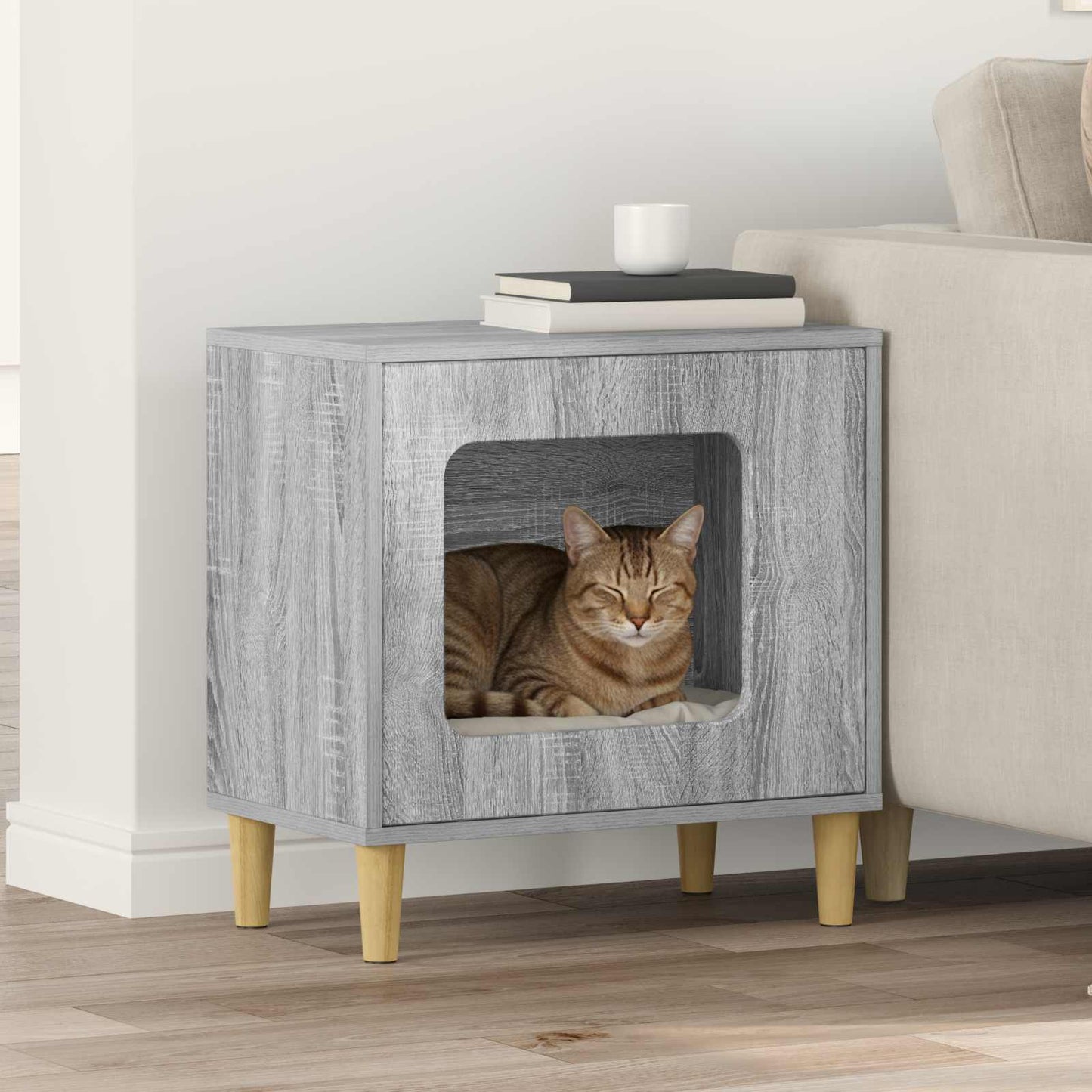 Katt Hus Grå Sonoma 51 x 30 x 52 cm Konstruert tre