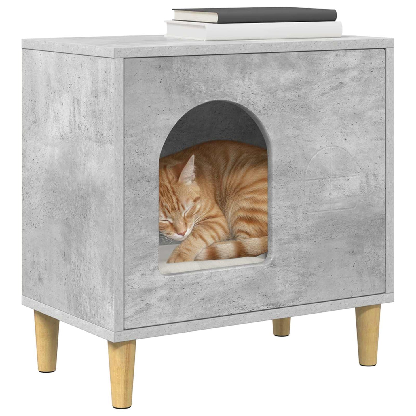 Katt Hus Betong 51 x 30 x 52 cm Konstruert tre