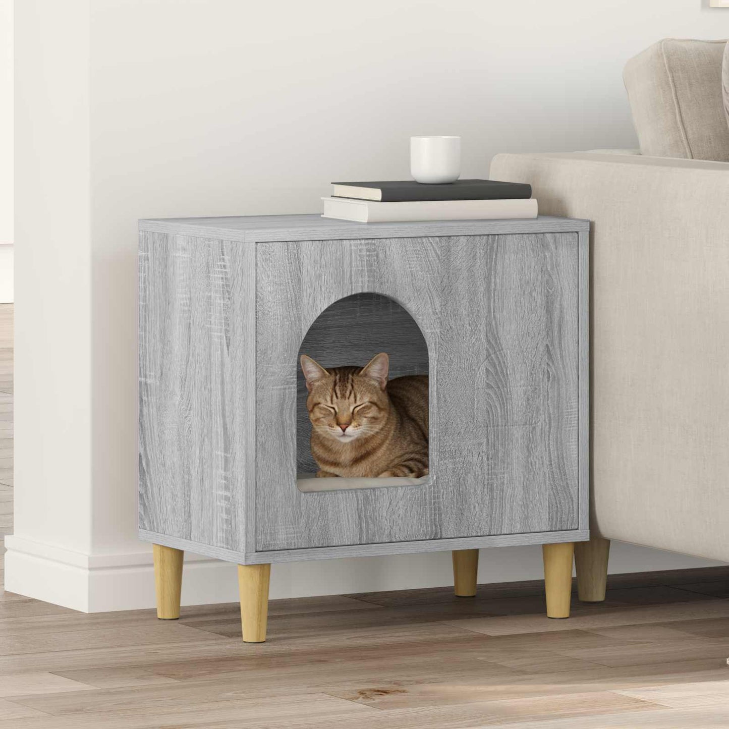 Katt Hus Grå Sonoma 51 x 30 x 52 cm Konstruert tre