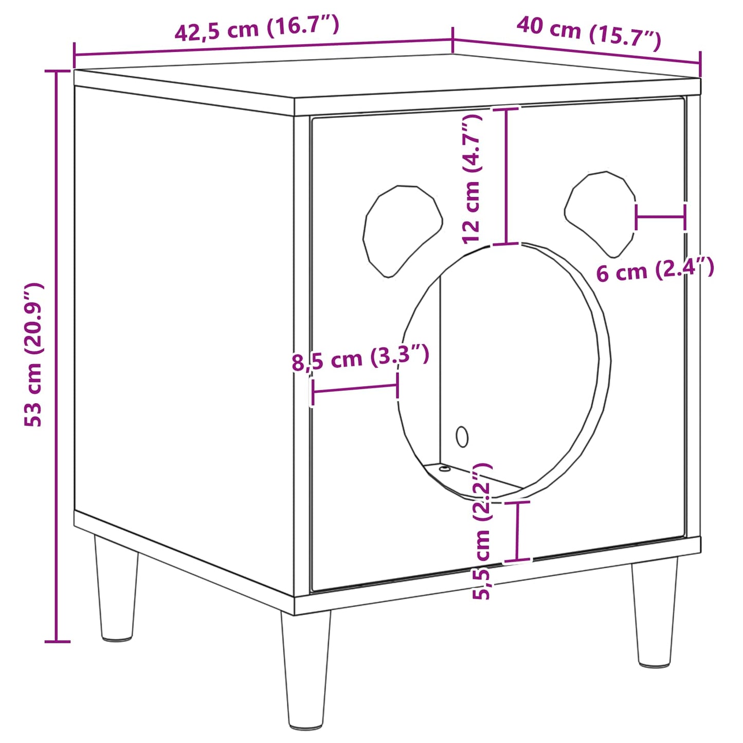 Katt Hus Svart 42,5 x 40 x 53 cm Konstruert tre