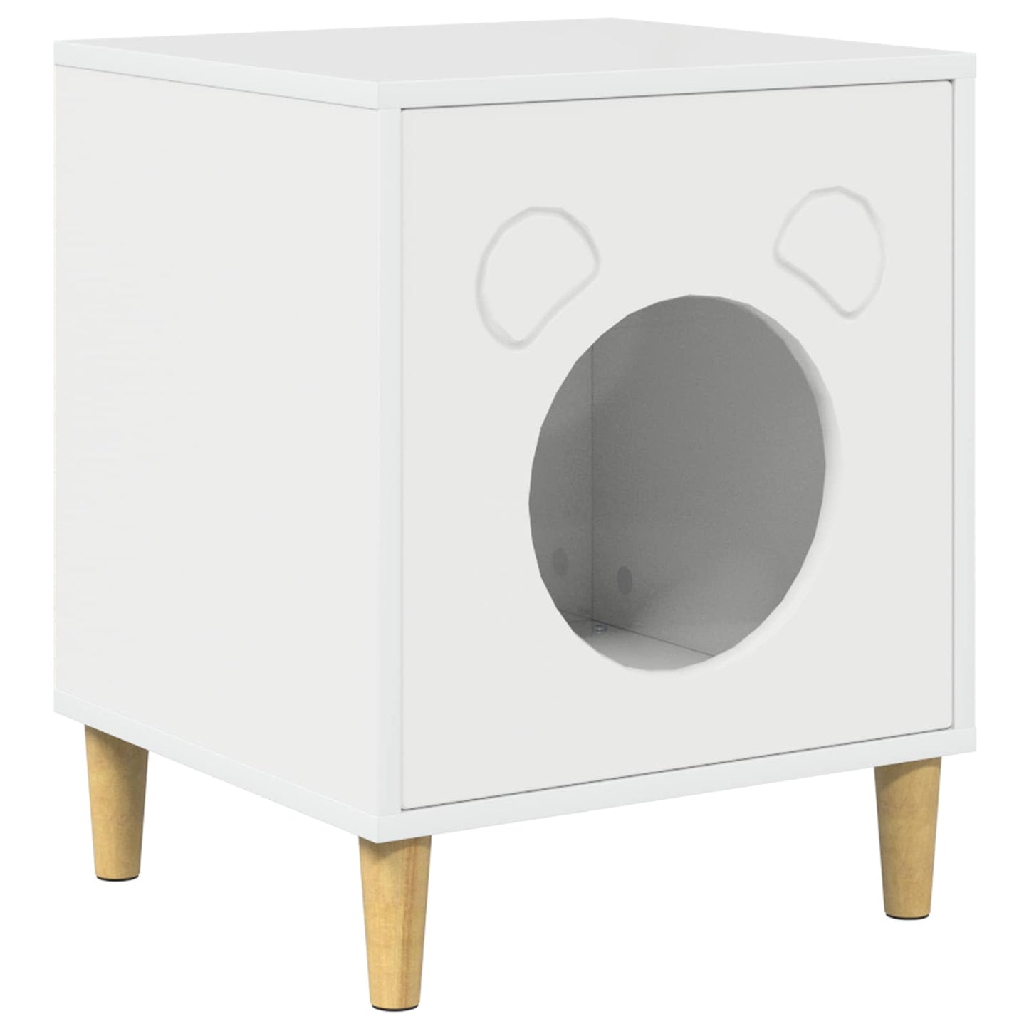 Katt Hus Glanset Hvit 42,5 x 40 x 53 cm Konstruert tre
