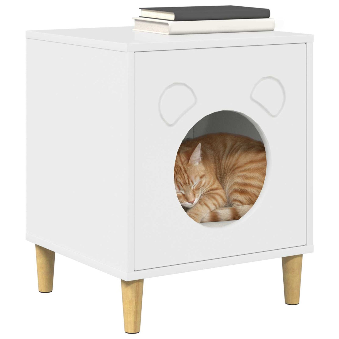 Katt Hus Glanset Hvit 42,5 x 40 x 53 cm Konstruert tre