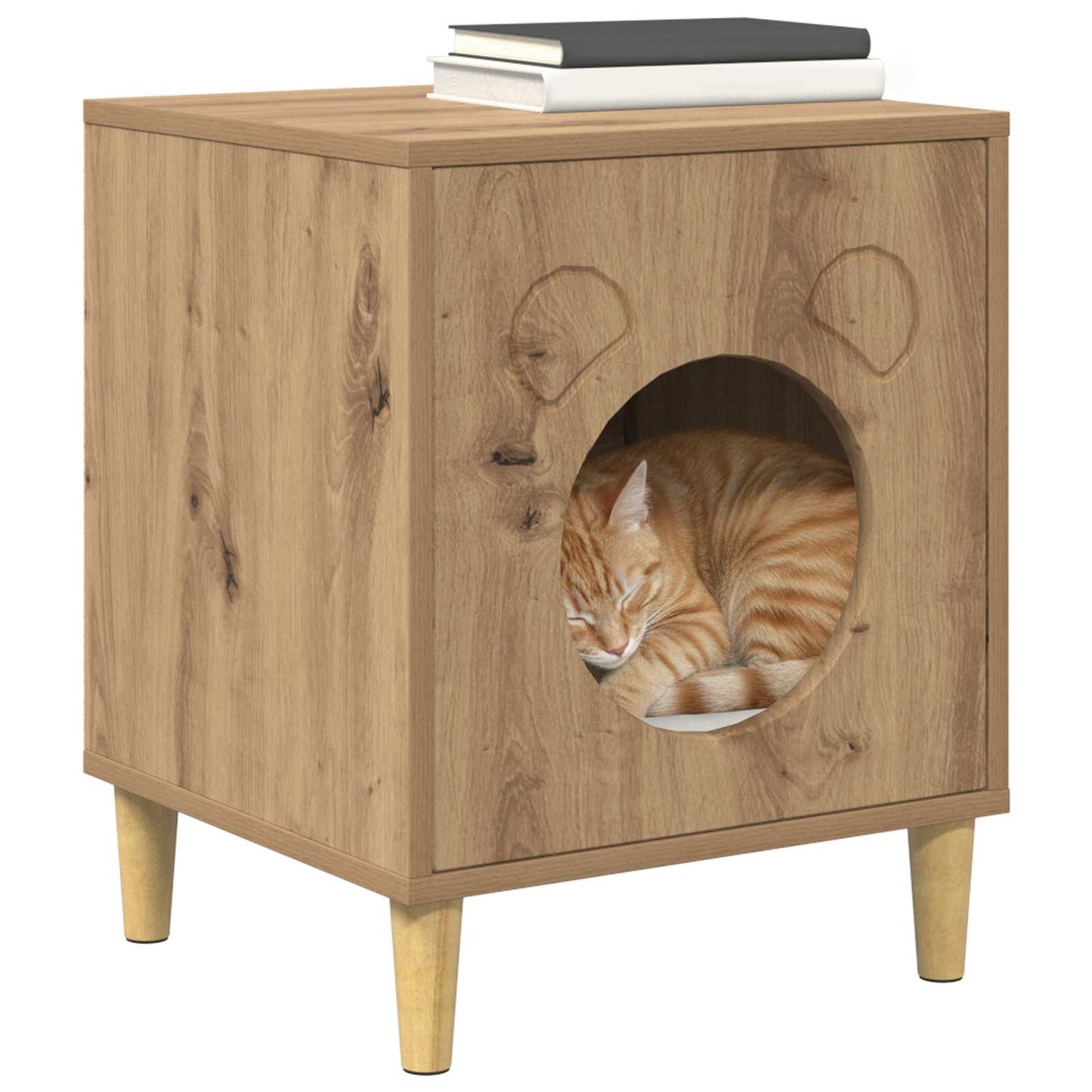 Katt Hus Kunstnerisk Eik 42,5 x 40 x 53 cm Konstruert tre