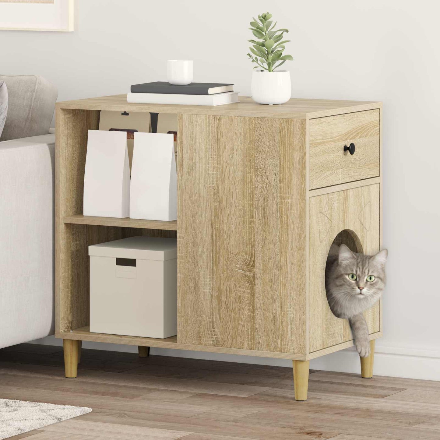 Katt Hus Sonoma 72 x 42.5 x 70 cm Konstruert tre