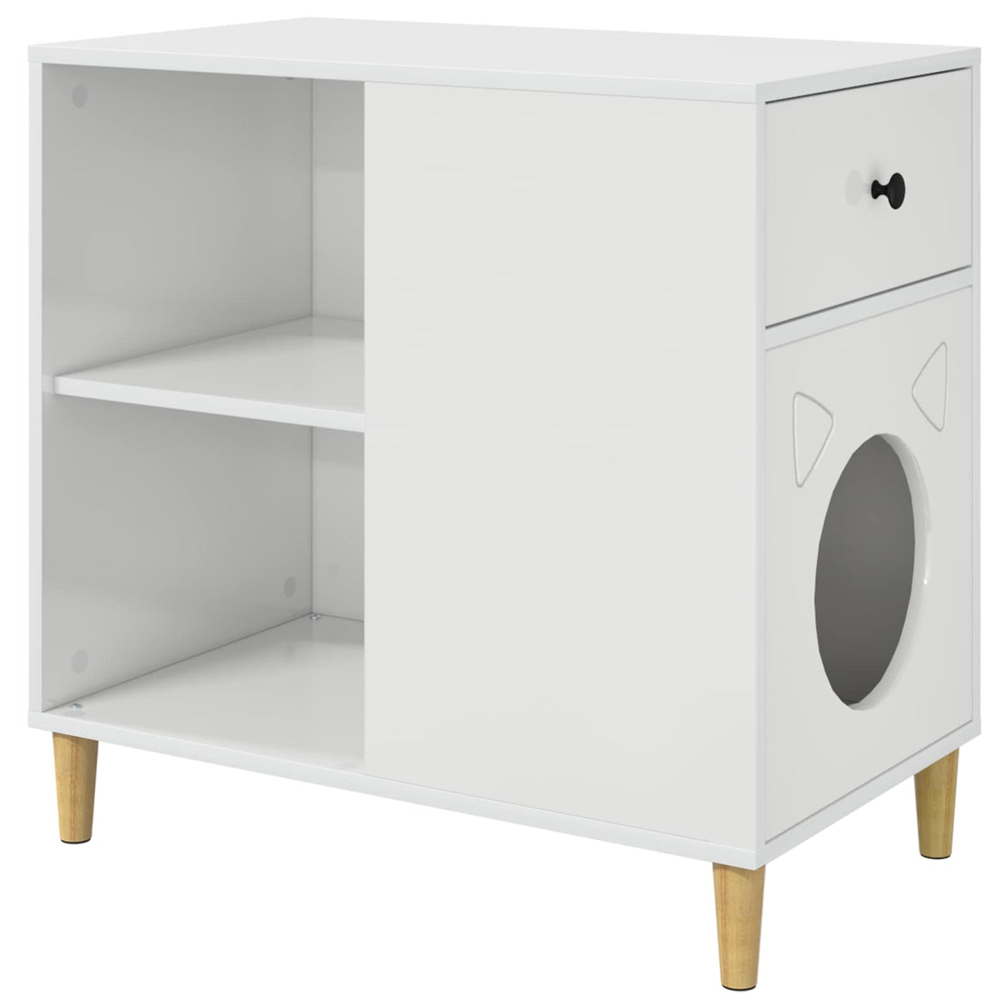 Katt Hus Glanset Hvit 72 x 42.5 x 70 cm Konstruert tre