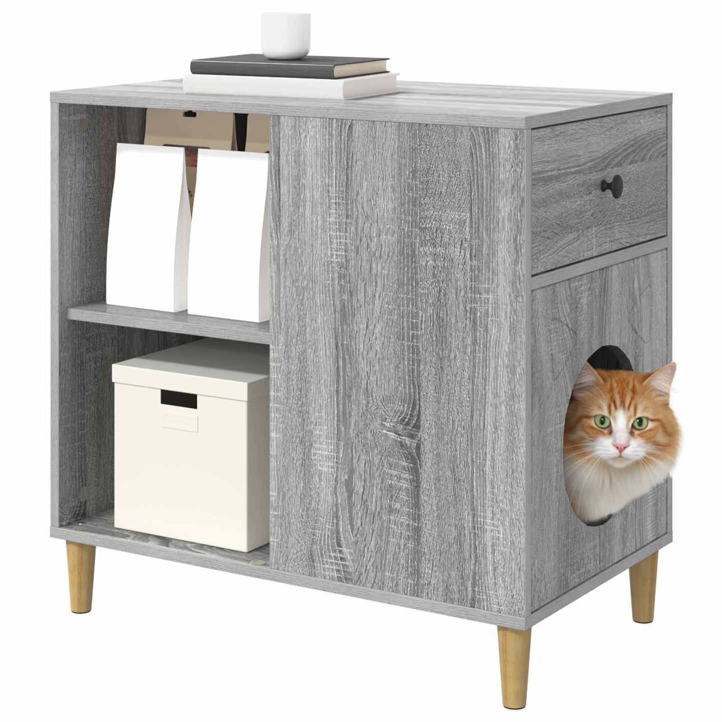 Katt Hus Grå Sonoma 72 x 42.5 x 70 cm Konstruert tre