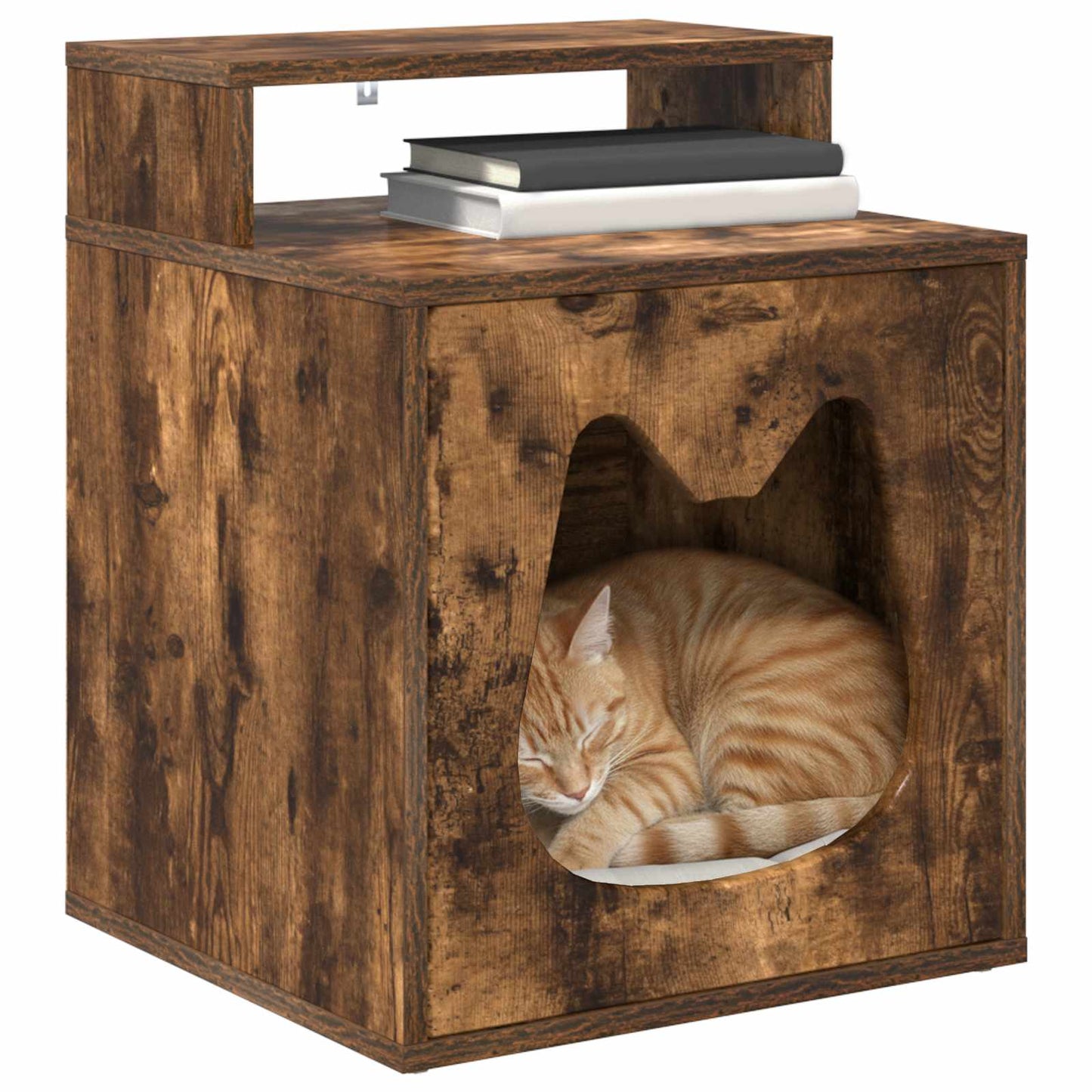 Katt Hus Røkt eik 42,5 x 40 x 53,5 cm Konstruert tre