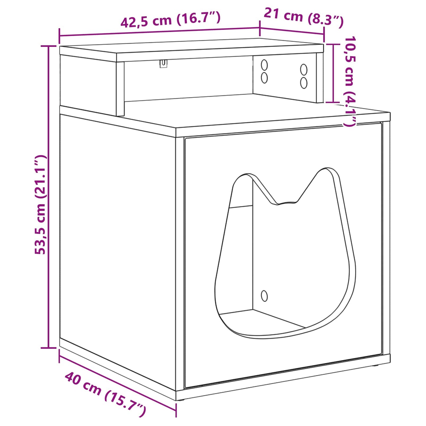 Katt Hus Artisan eik 42,5 x 40 x 53,5 cm Konstruert tre