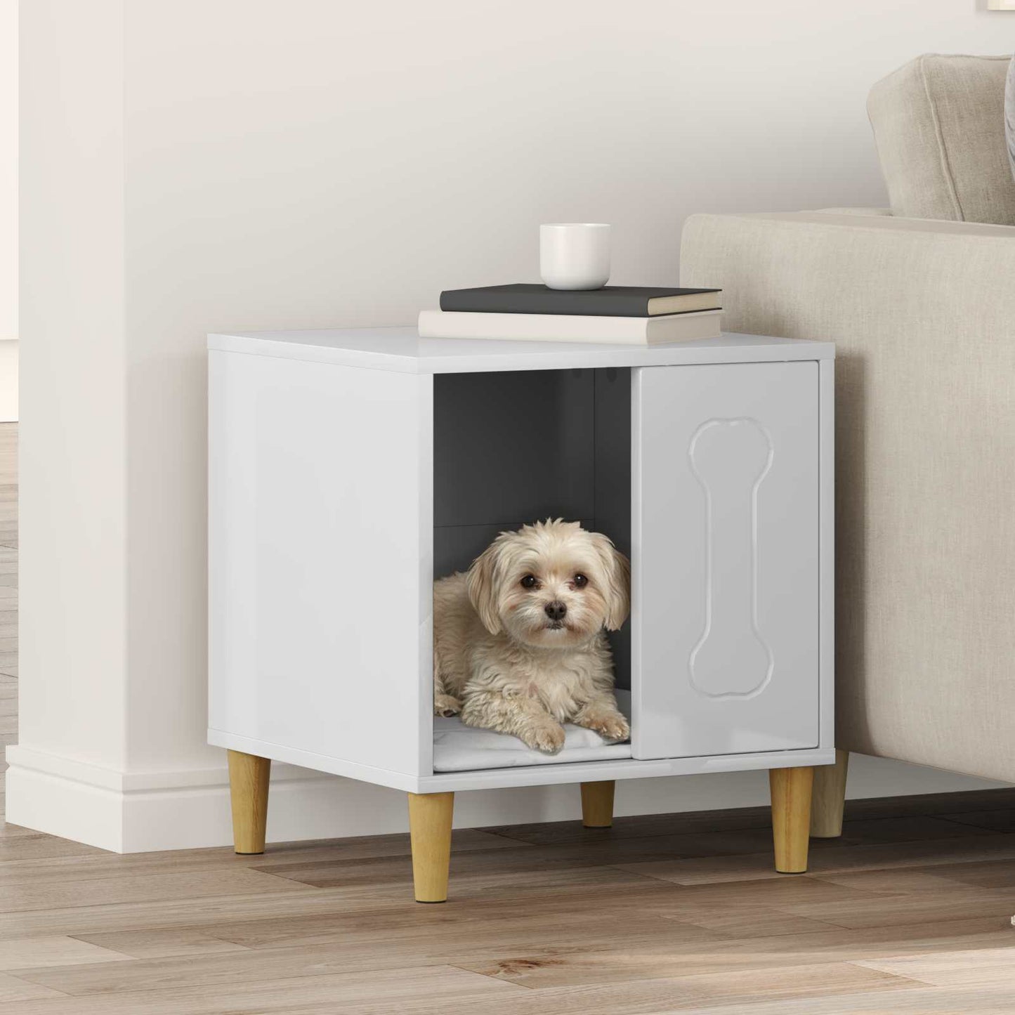 Hundehus Glanset Hvit 44 x 42 x 49 cm Konstruert tre