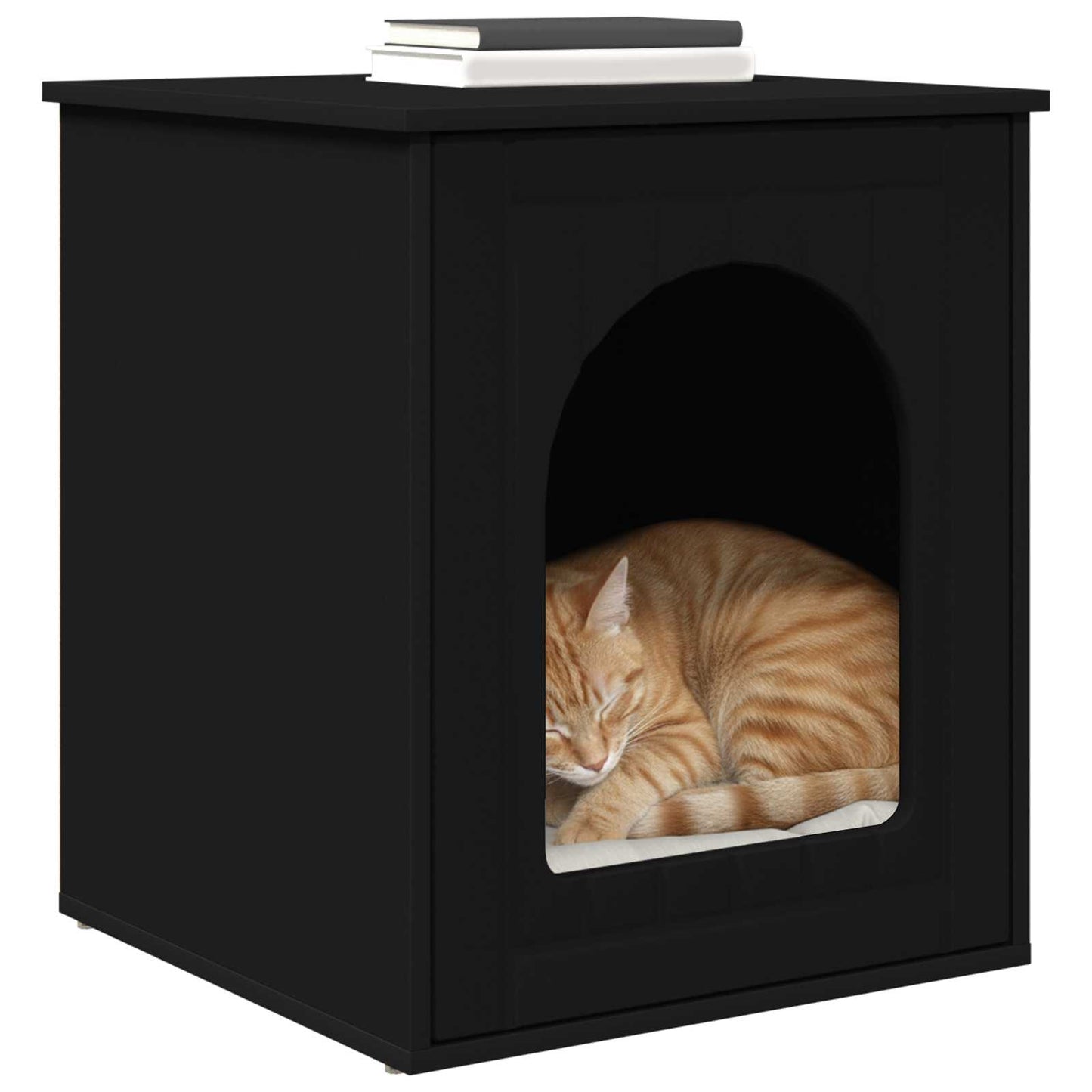 Katt Hus Svart 53 x 52 x 62 cm Konstruert tre