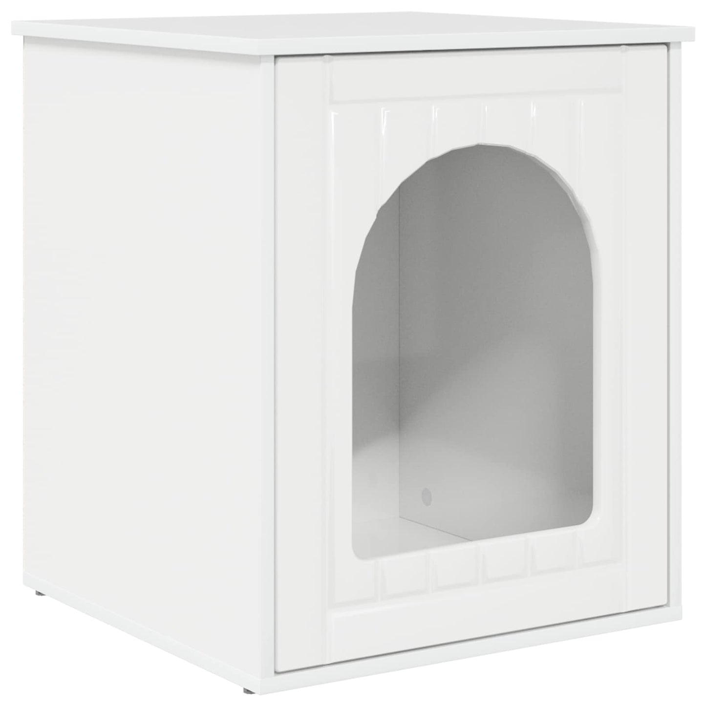 Katt Hus Glanset Hvit 53 x 52 x 62 cm Konstruert tre