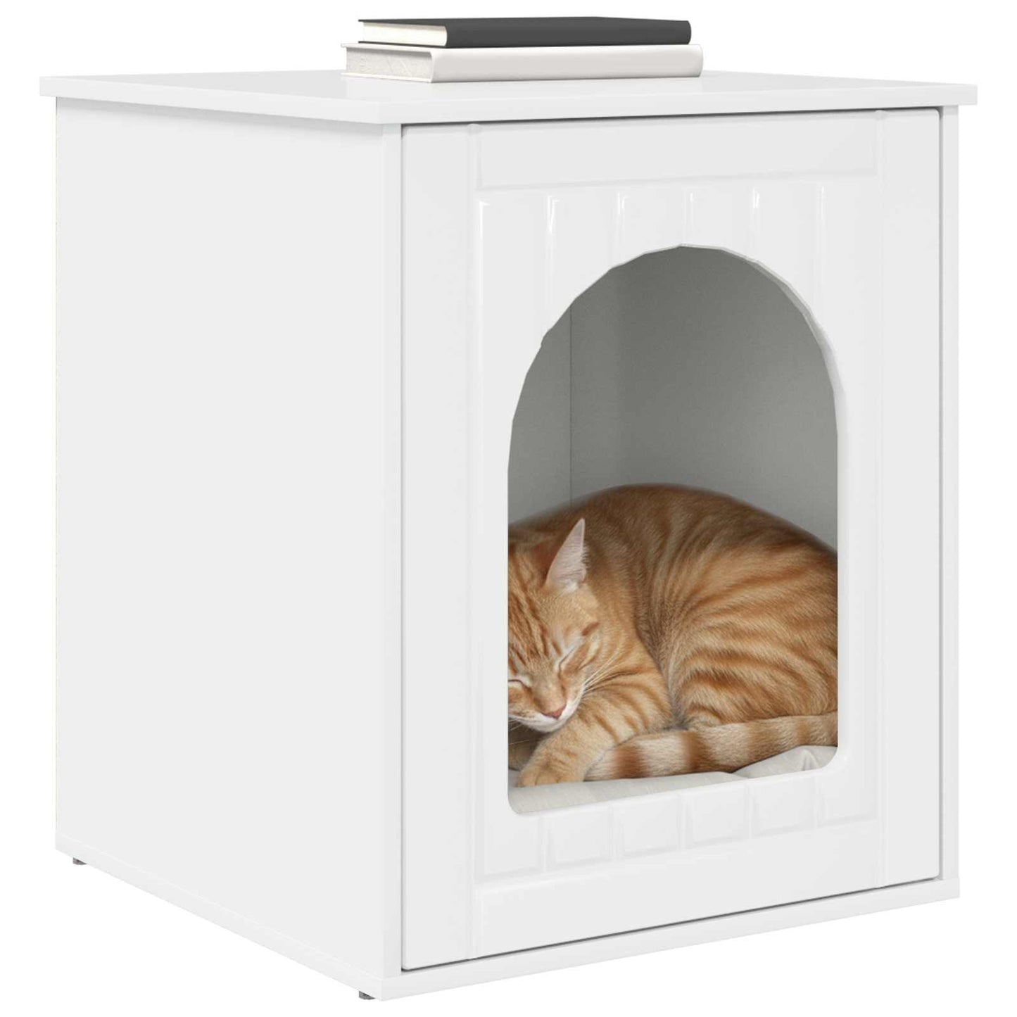 Katt Hus Glanset Hvit 53 x 52 x 62 cm Konstruert tre