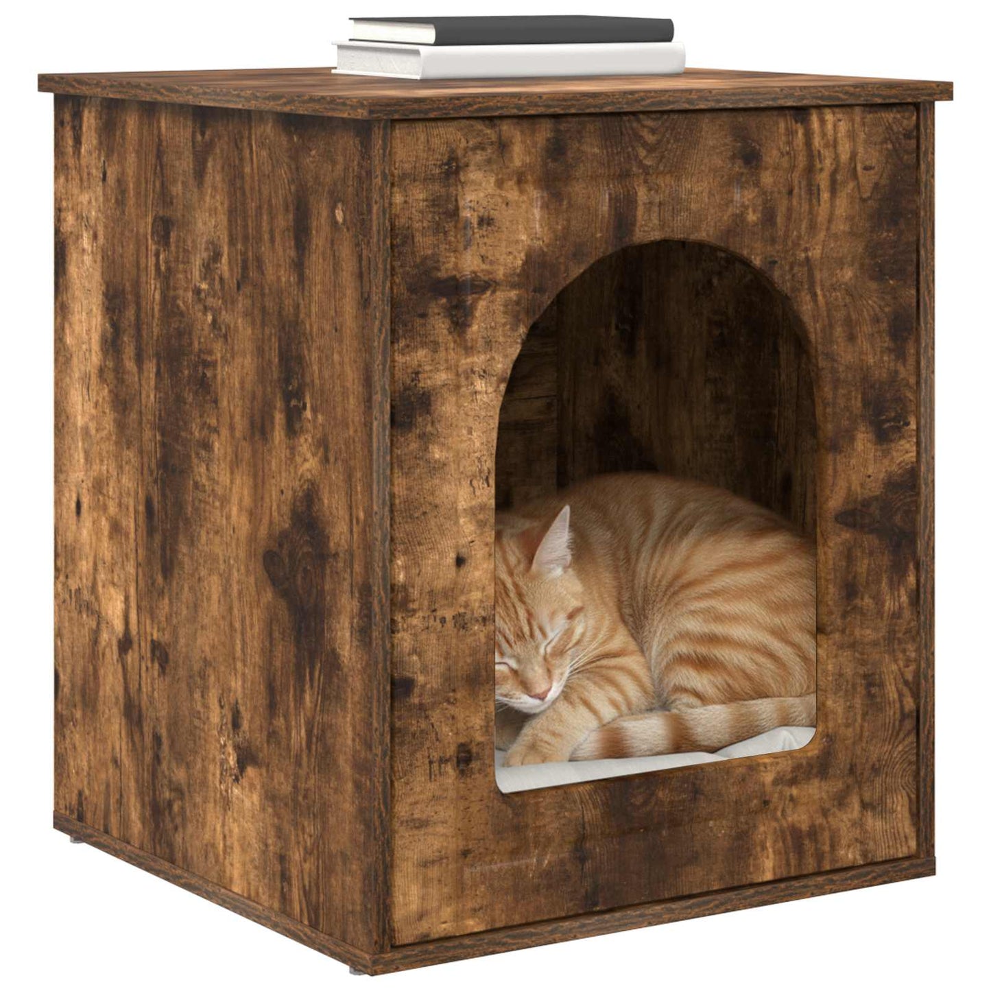 Katt Hus Røkt eik 53 x 52 x 62 cm Konstruert tre