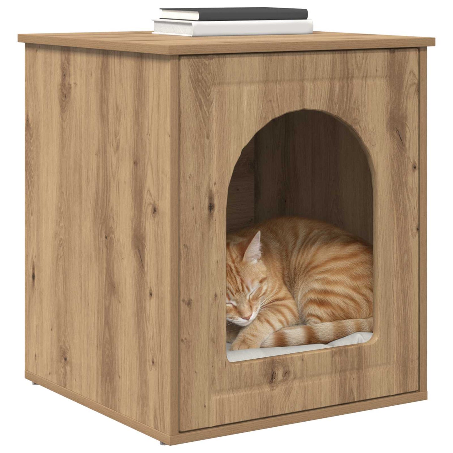 Katt Hus Kunstnerisk Eik 53 x 52 x 62 cm Konstruert tre