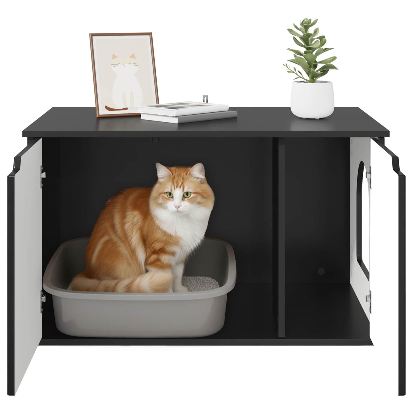 Katt Hus Svart 85 x 55 x 50,5 cm Konstruert tre