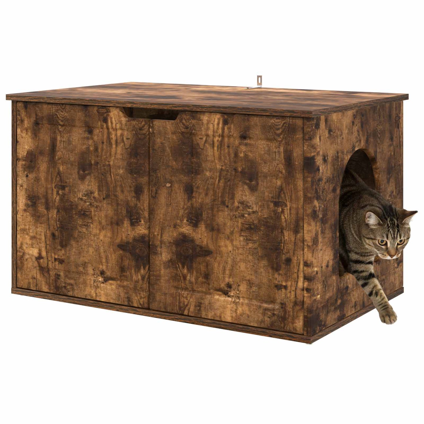 Katt Hus Røkt eik 85 x 55 x 50,5 cm Konstruert tre