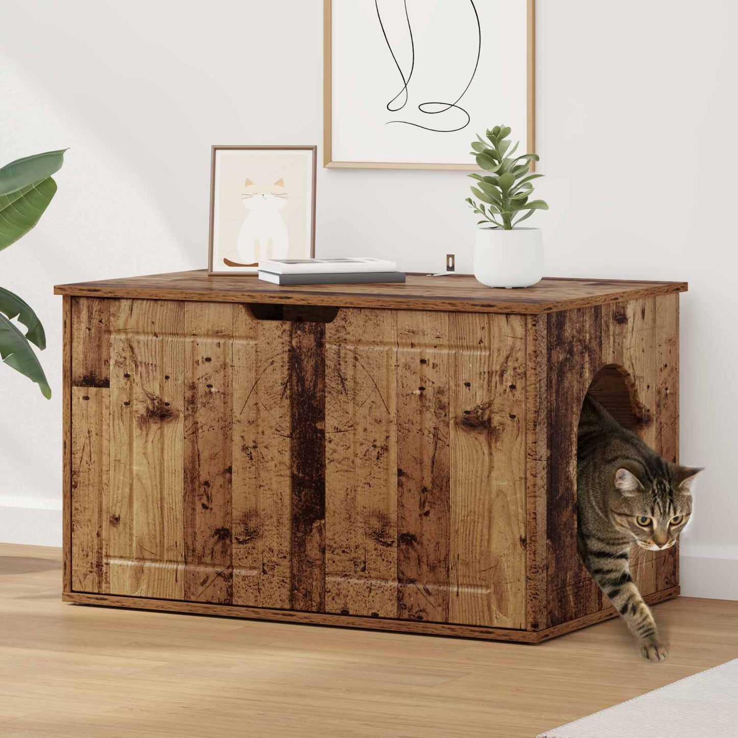 Katt Hus Gammelt tre 85 x 55 x 50,5 cm Konstruert tre