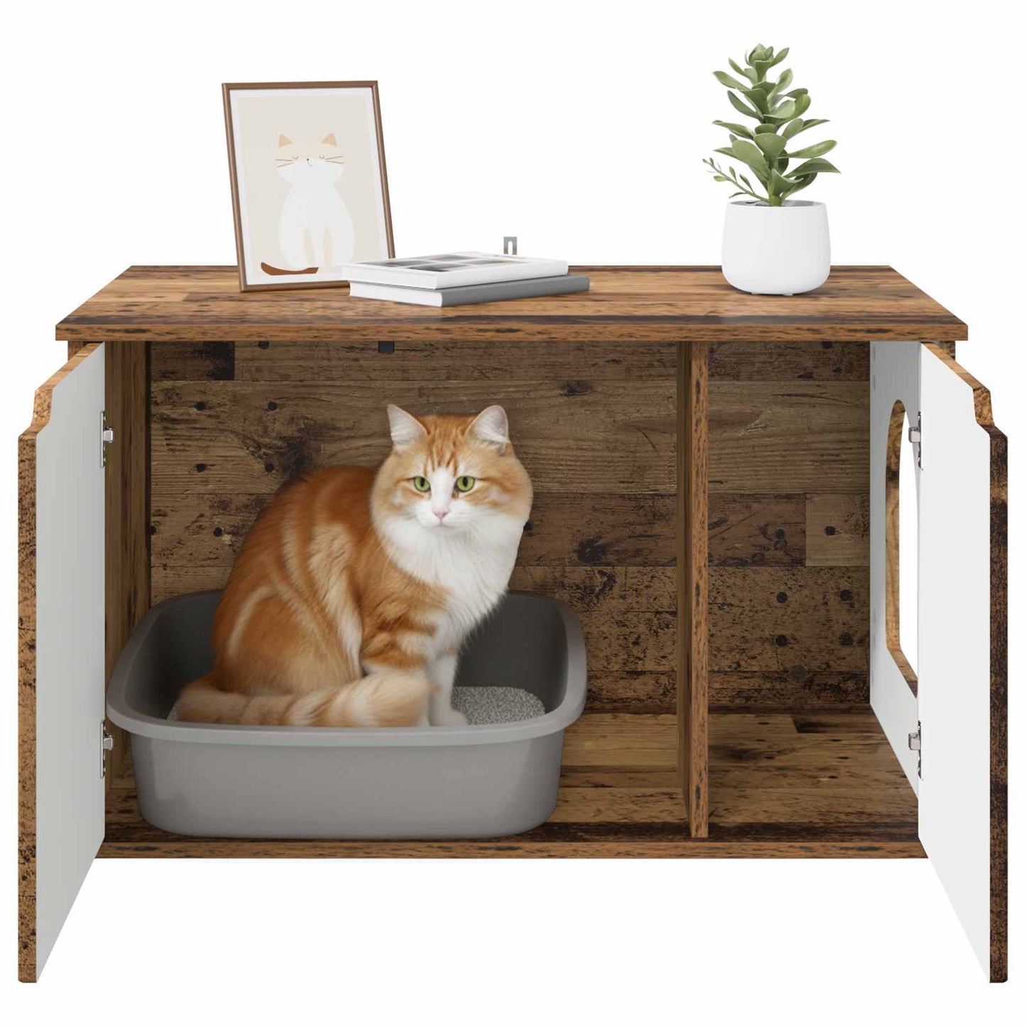 Katt Hus Gammelt tre 85 x 55 x 50,5 cm Konstruert tre