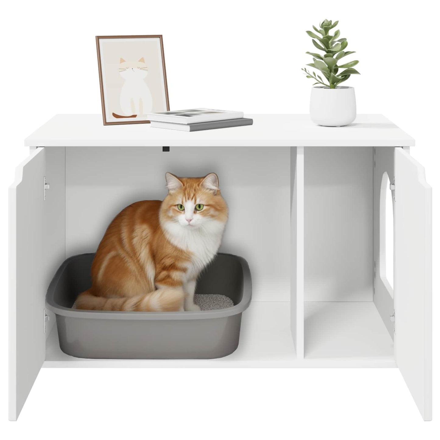 Katt Hus Hvit 85 x 55 x 50,5 cm Konstruert tre
