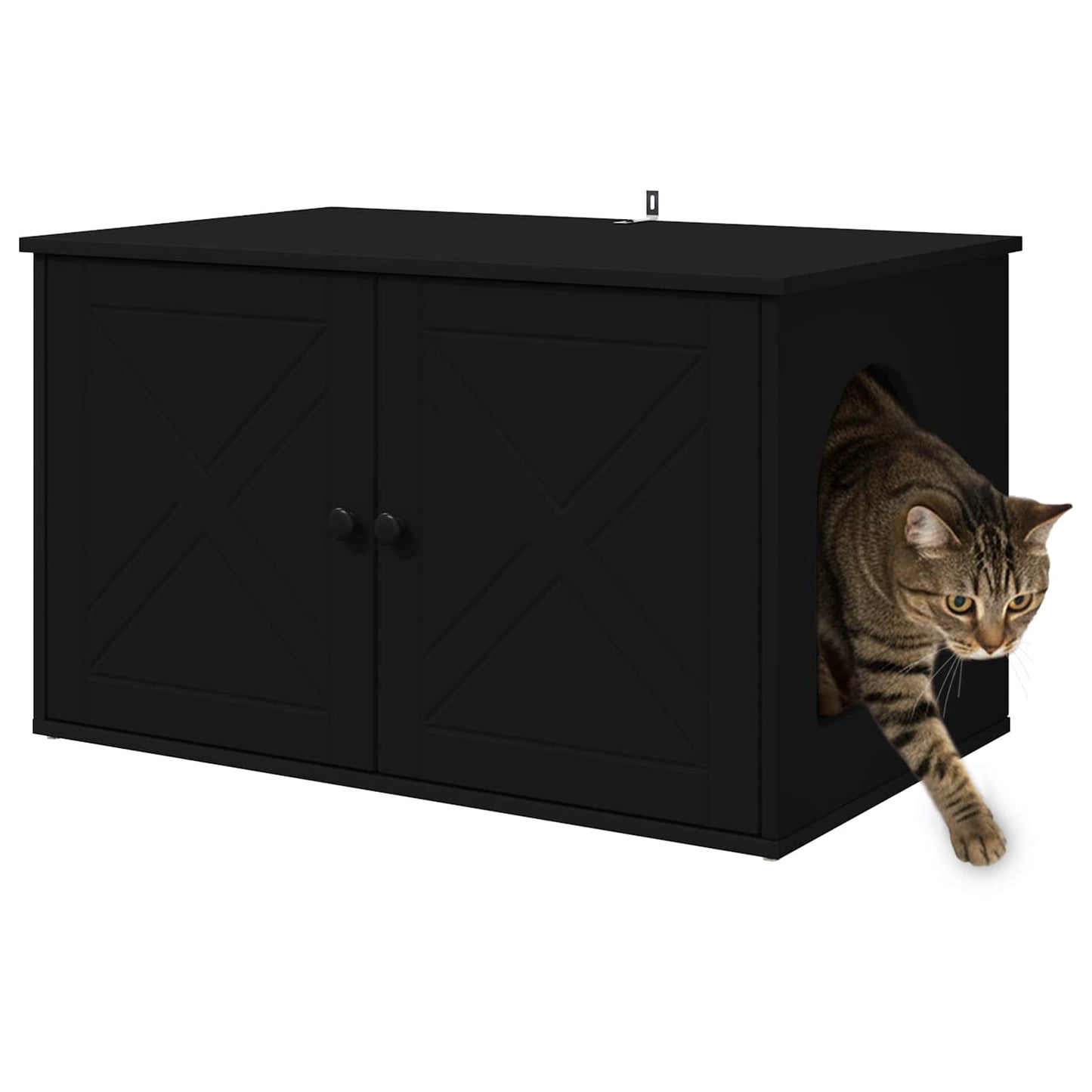Katt Hus Svart 85 x 55 x 50,5 cm Konstruert tre