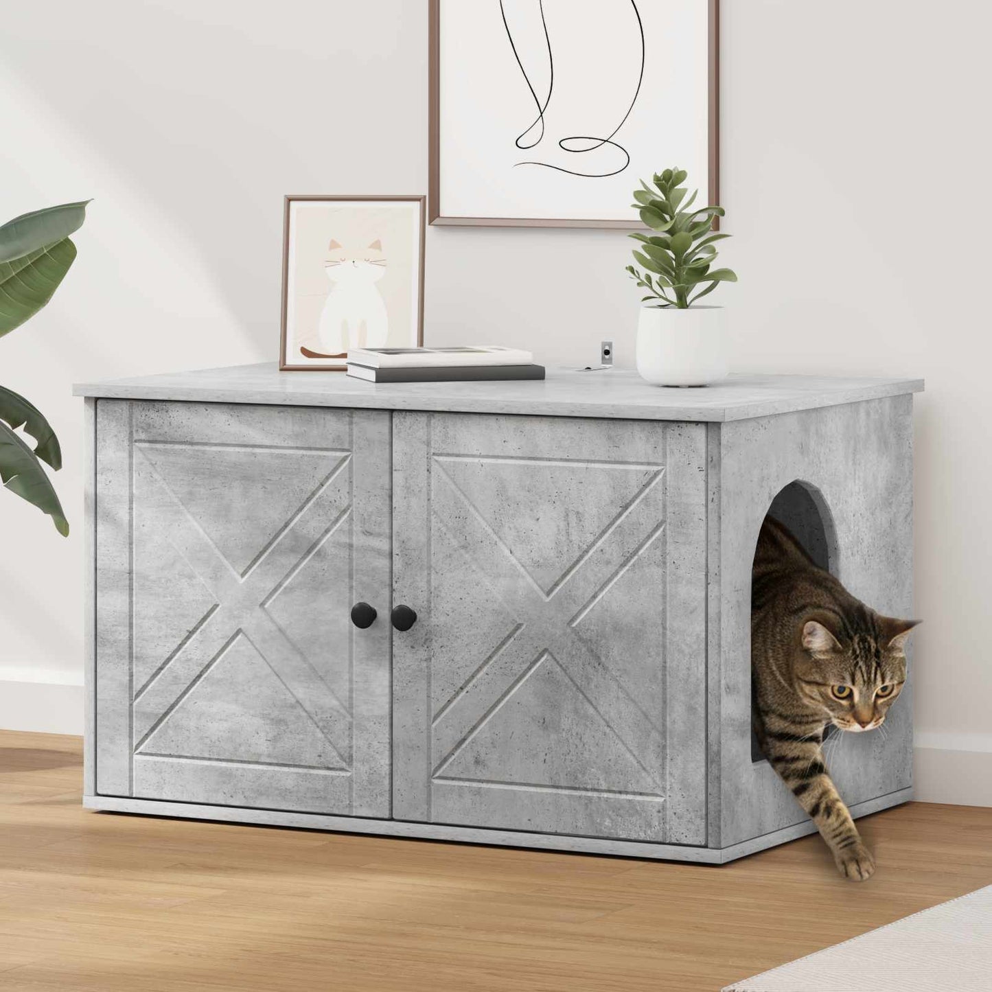 Katt Hus Betong 85 x 55 x 50 cm Konstruert tre