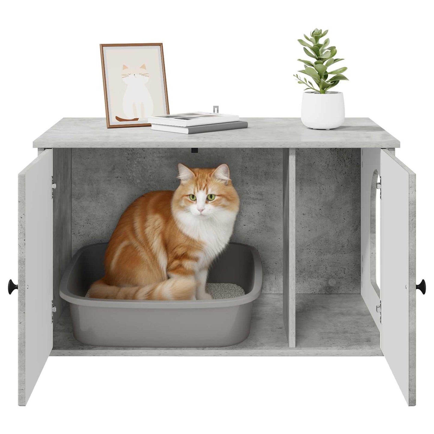 Katt Hus Betong 85 x 55 x 50 cm Konstruert tre