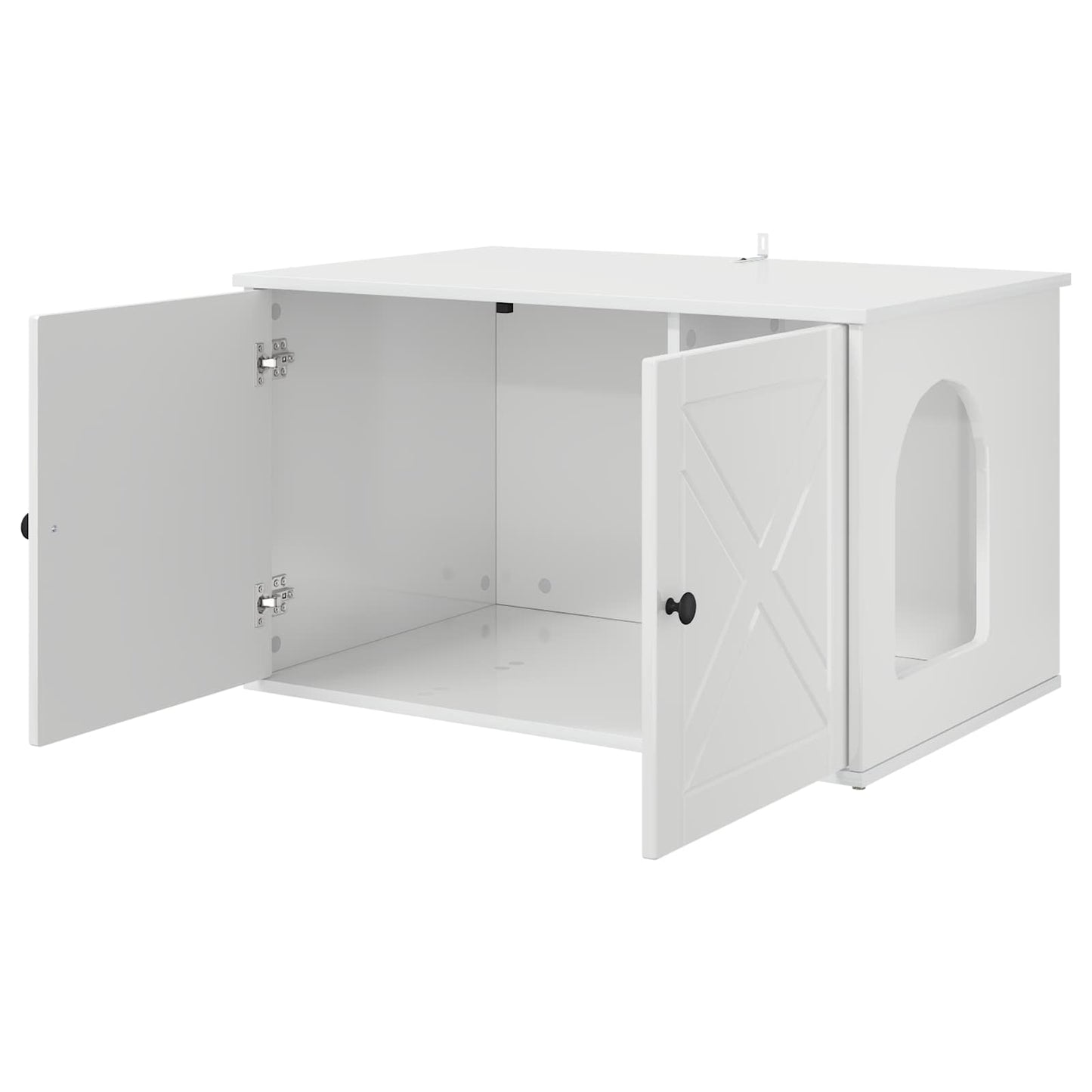 Katt Hus Glanset Hvit 85 x 55 x 50 cm Konstruert tre