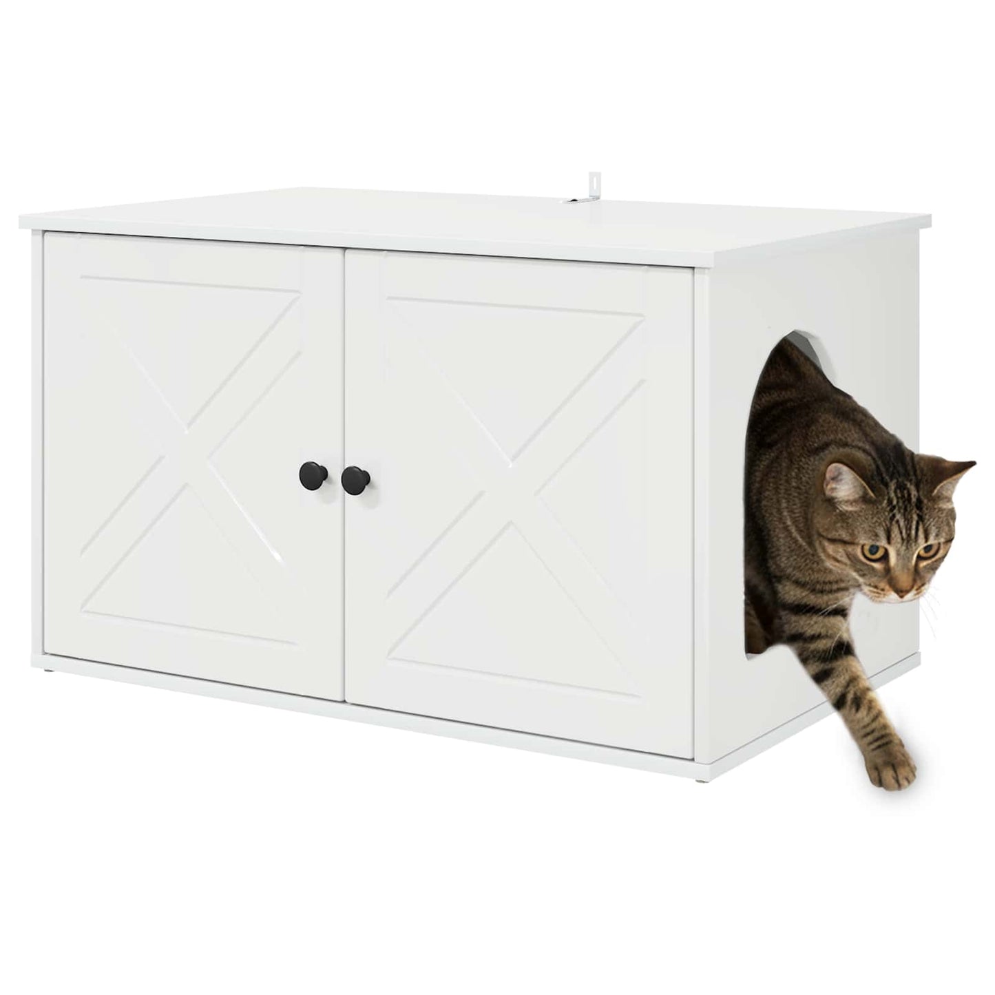 Katt Hus Glanset Hvit 85 x 55 x 50 cm Konstruert tre