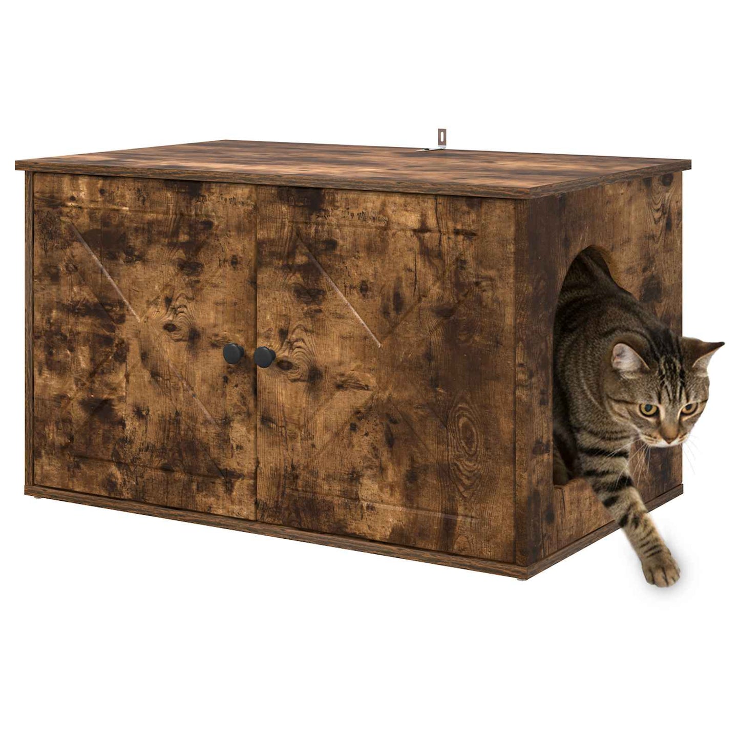 Katt Hus Røkt eik 85 x 55 x 50 cm Konstruert tre