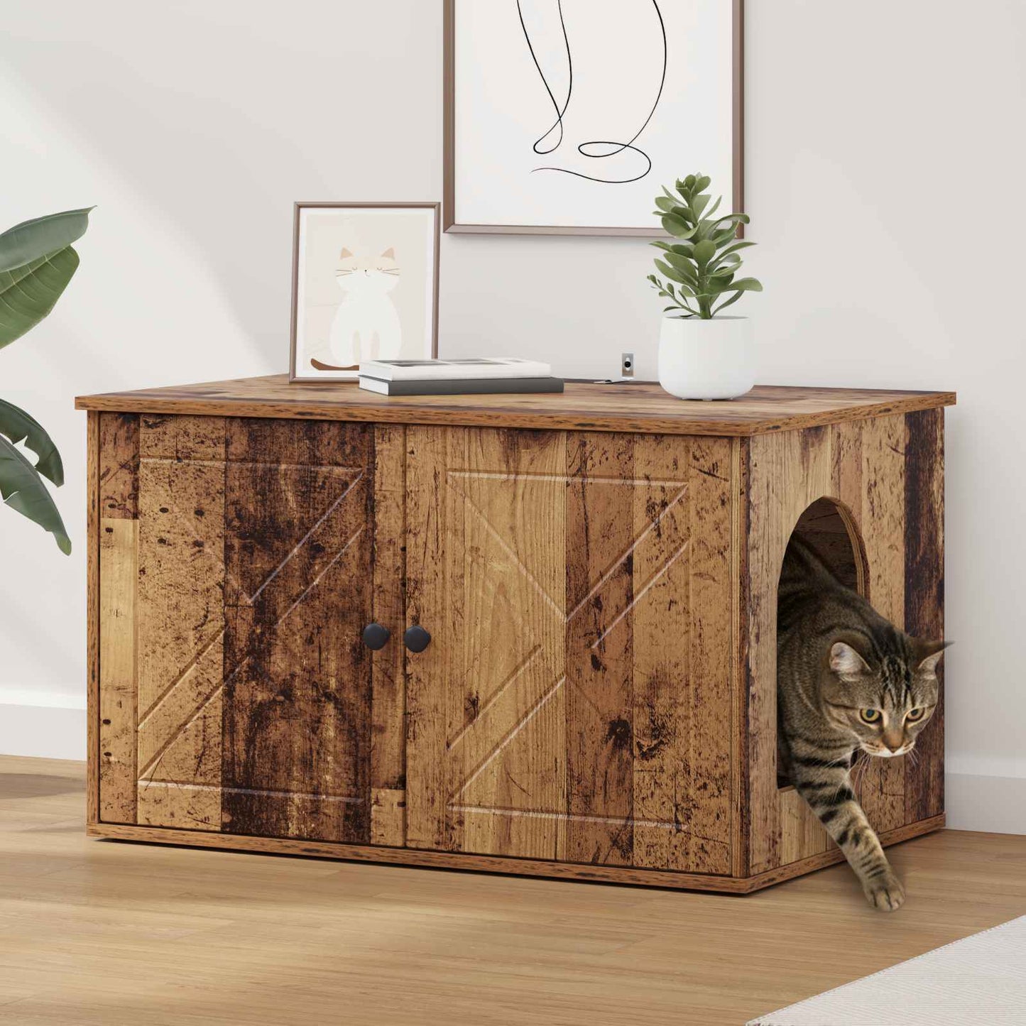 Katt Hus Gammelt tre 85 x 55 x 50 cm Konstruert tre