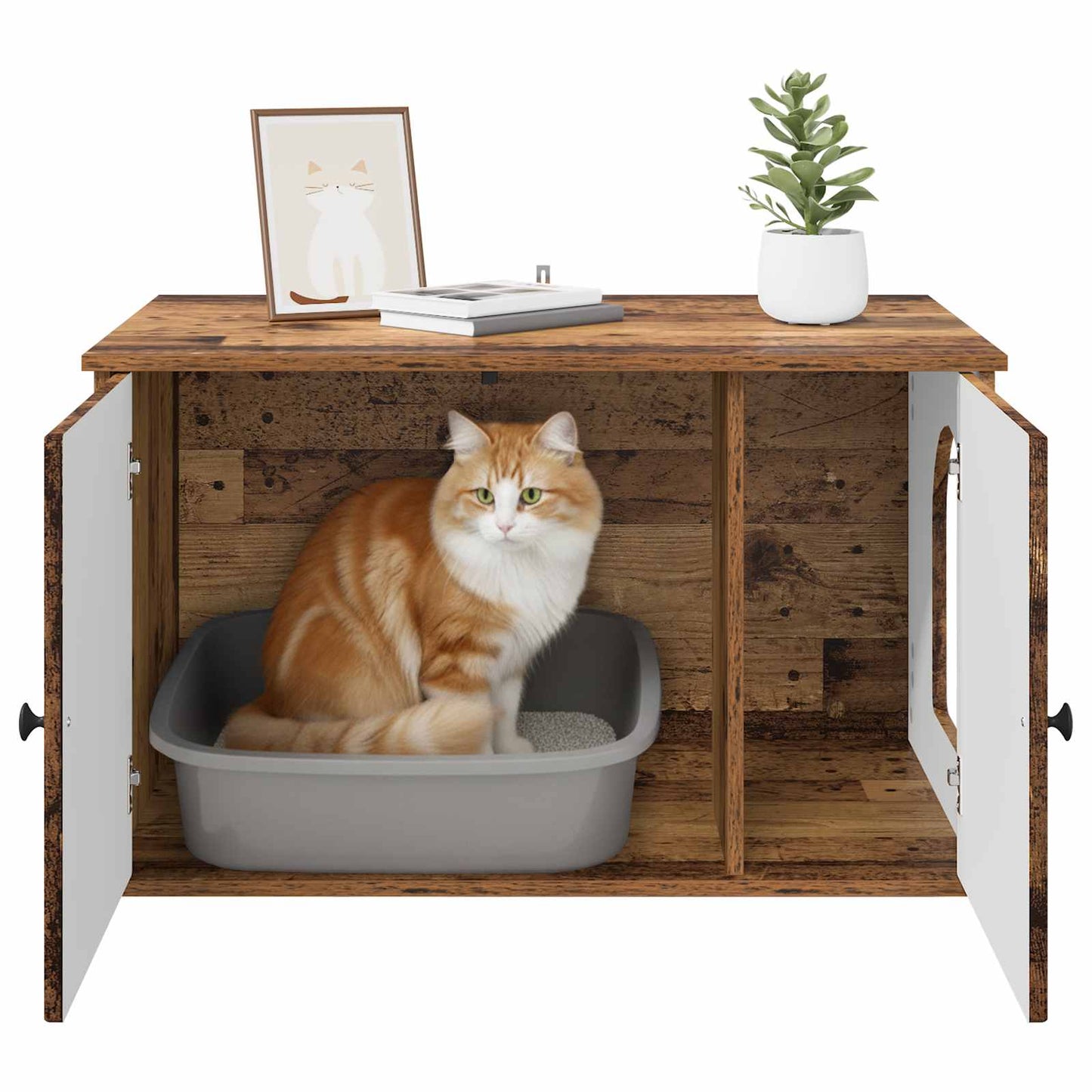 Katt Hus Gammelt tre 85 x 55 x 50 cm Konstruert tre