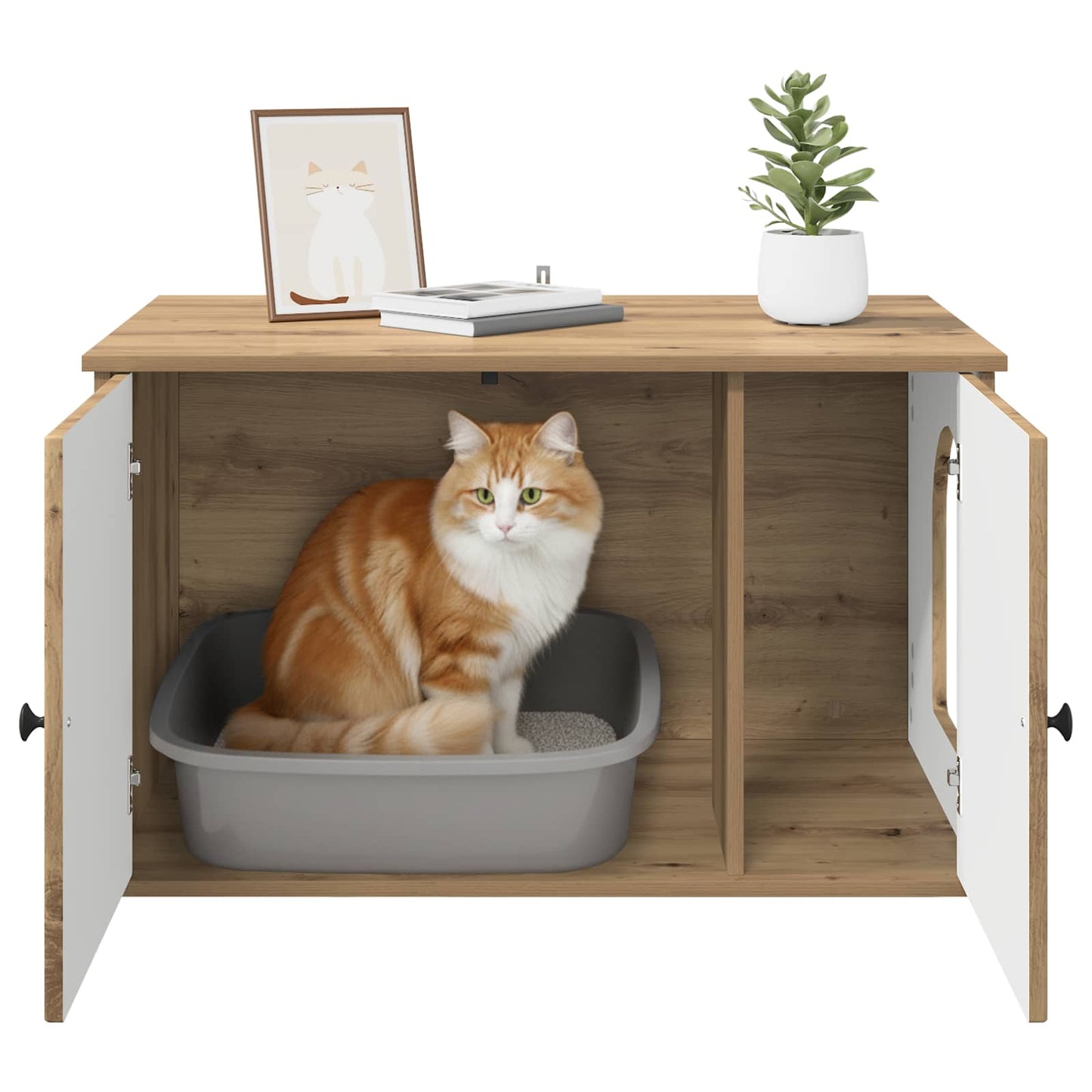 Katt Hus Kunstnerisk Eik 85 x 55 x 50 cm Konstruert tre